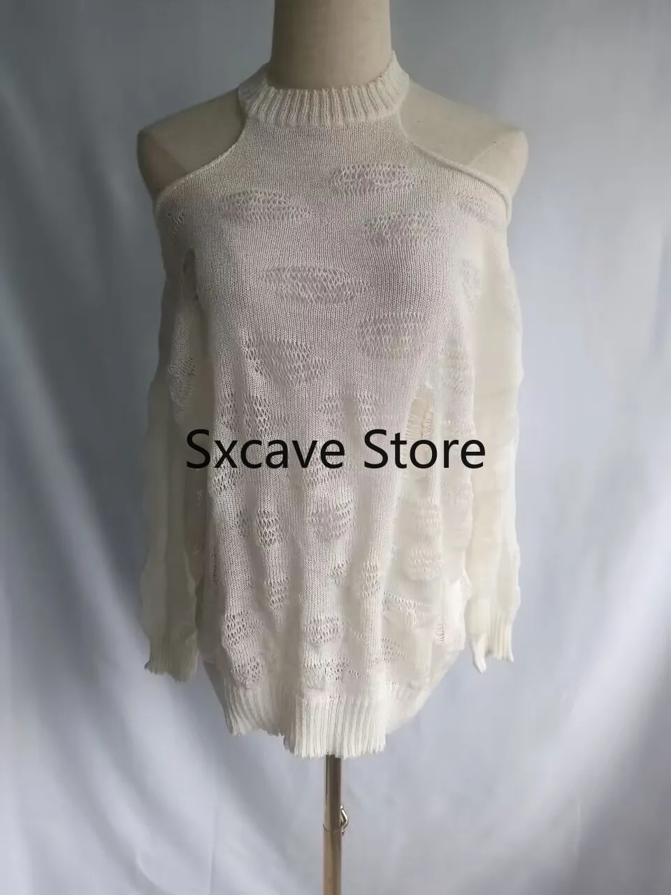 Black Loose Women Sweaters Y2k Clothing Aesthetic Hollow Out Thin Pullovers Summer Long Sleeve Fashion Kniited Tops Sexy 240806