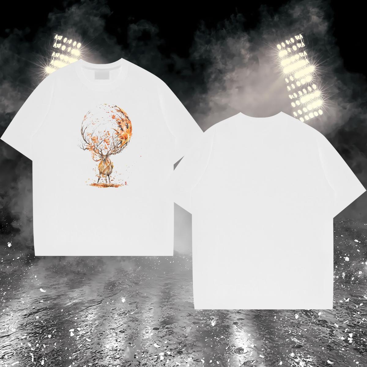 Soft Tshirt for Man Woman 230g Pure Cotton Deer T shirt Home Outdoor Short Sleeve O-Neck Skull Classic Clothes