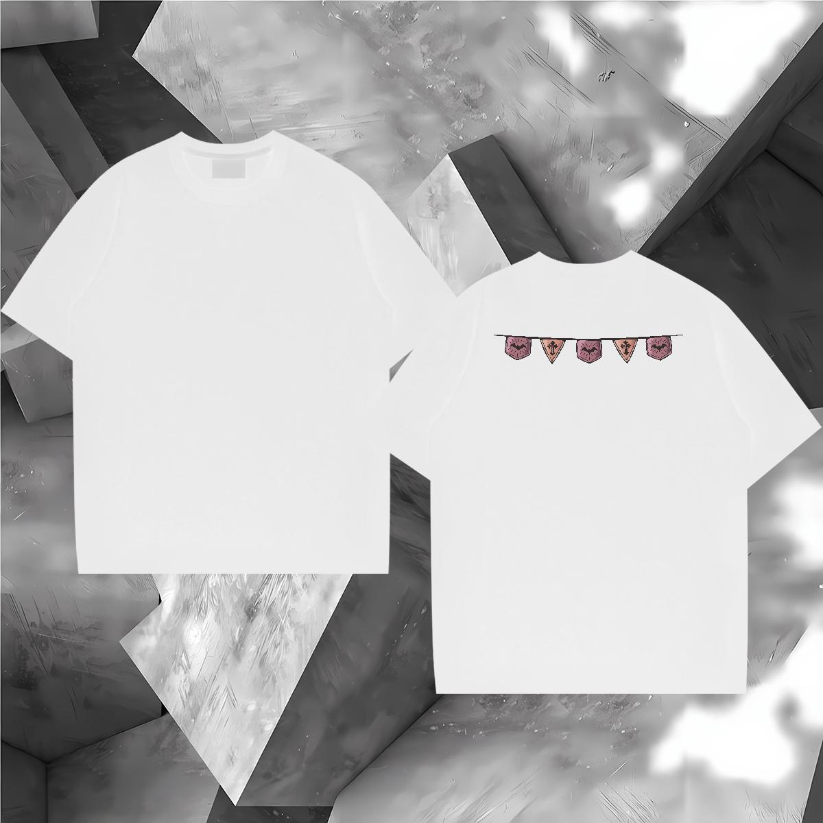 2024 New T-Shirts 230g 100% Cotton halloween Spring Summer Top Tees Short Sleeve O-Neck Loose Men Clothes T-Shirt Anime