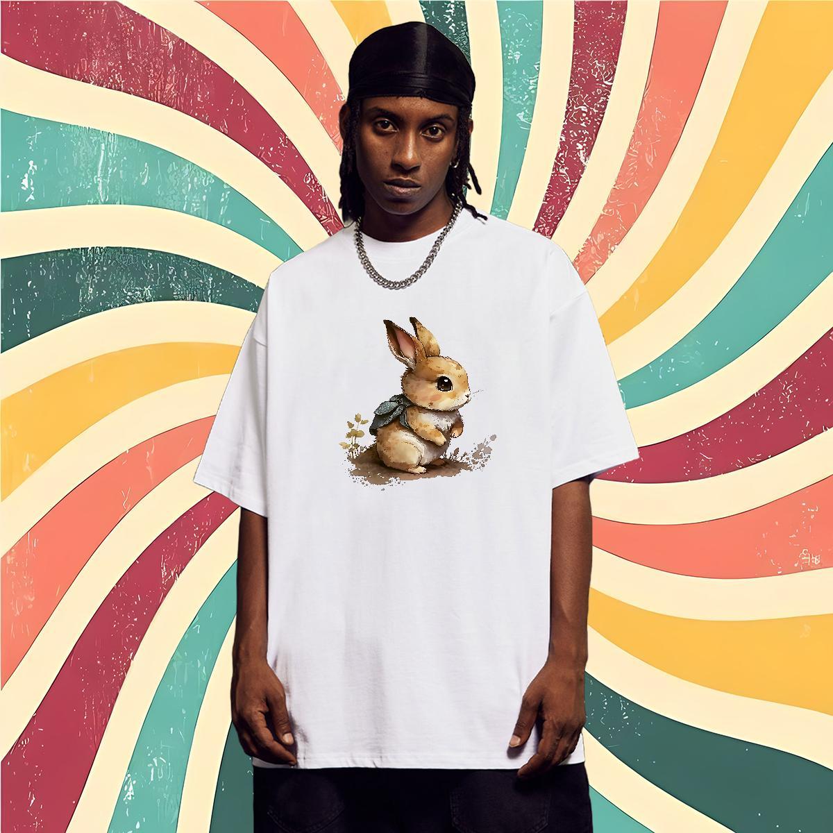 Fashion Design T shirt 230g Cotton rabbit Outdoor Tees Shirts Breathable Soft Designer Men Tees Cartoon Print