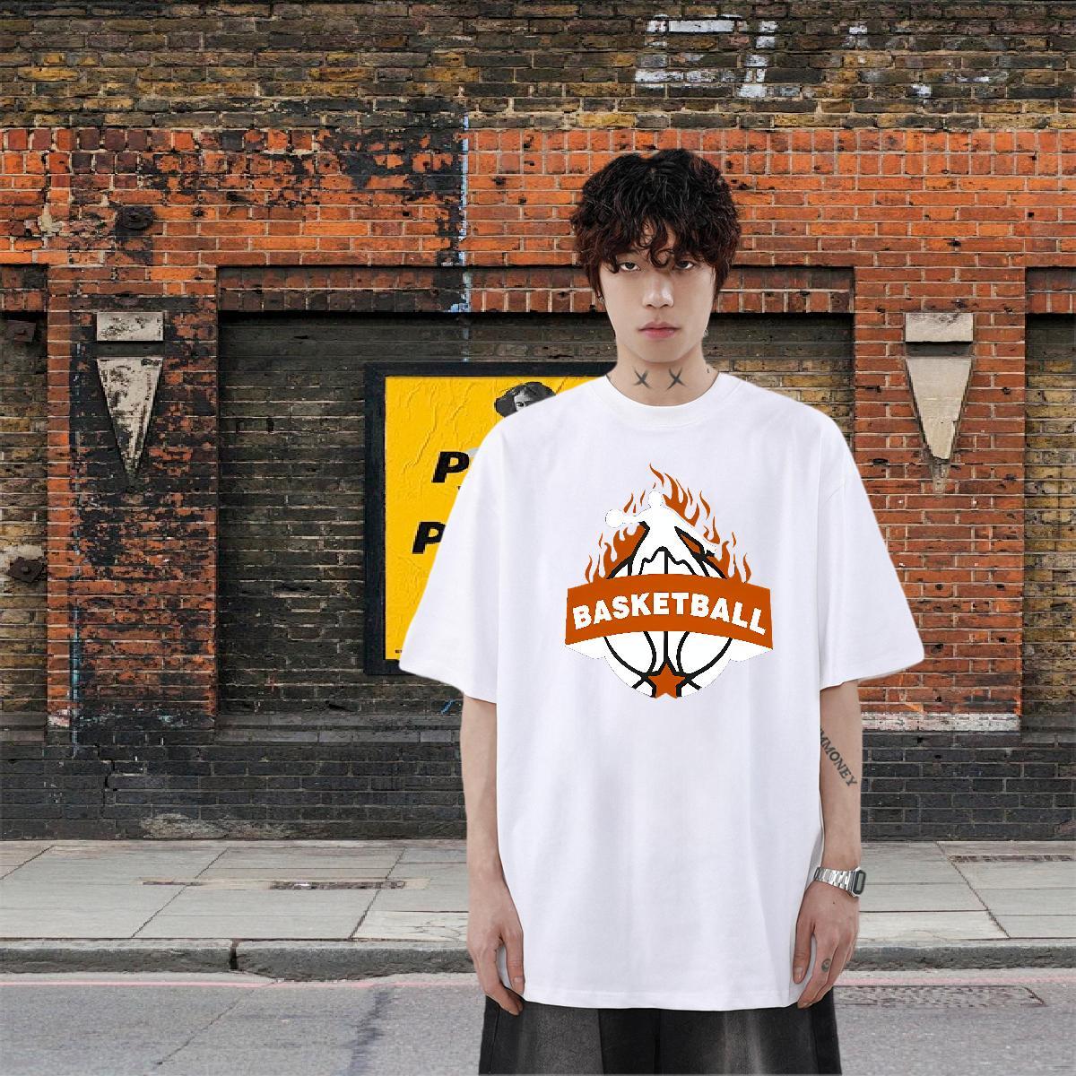 Brand Men Tshirts 230g Pure Cotton Sport basketball Plus Size Cartoon Breathable Short Sleeve DIY Mens T Shirts Polos