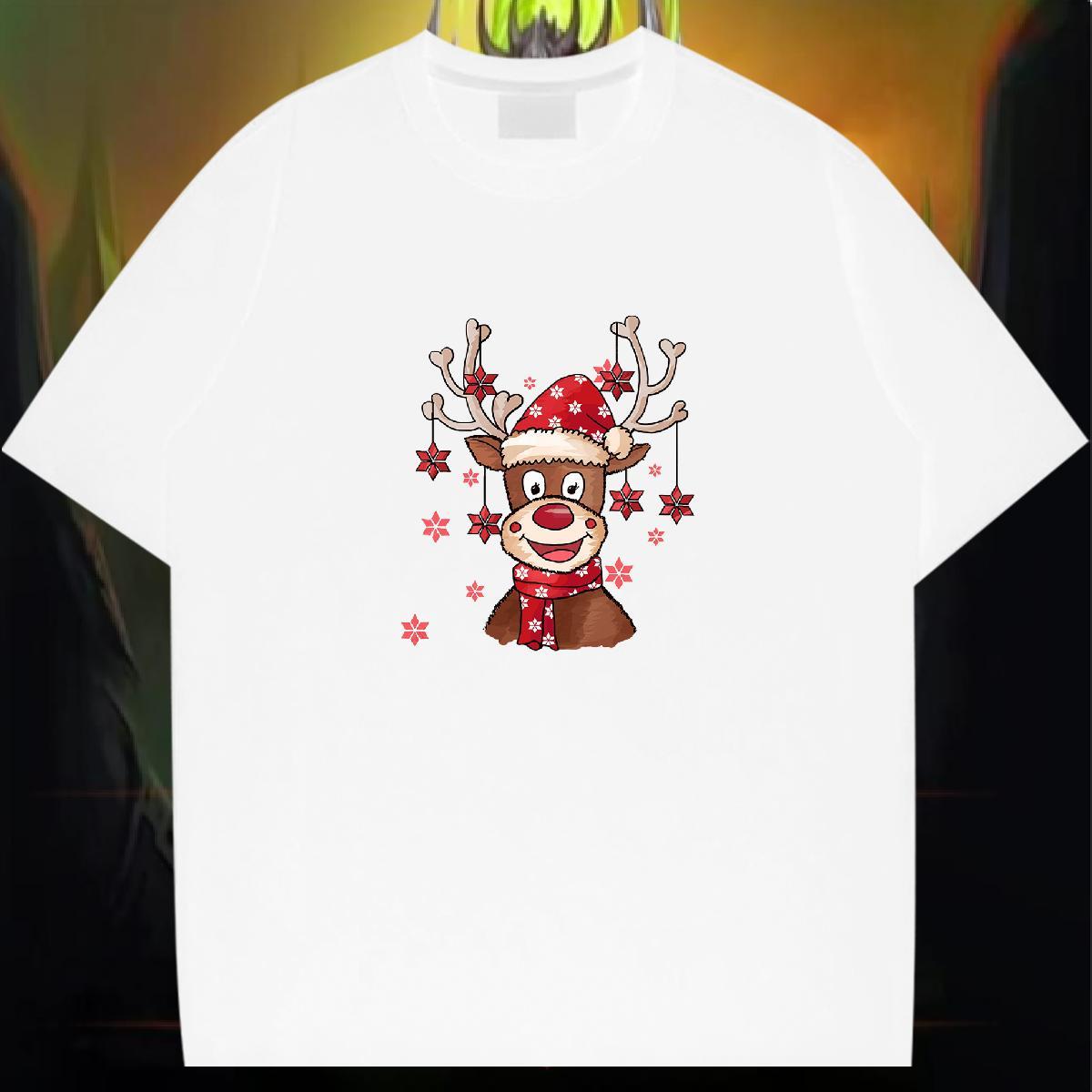 Custom T shirt 230g Cotton Christmas Street Tops Shirt Crew Neck Classic Tshirts Anime Print