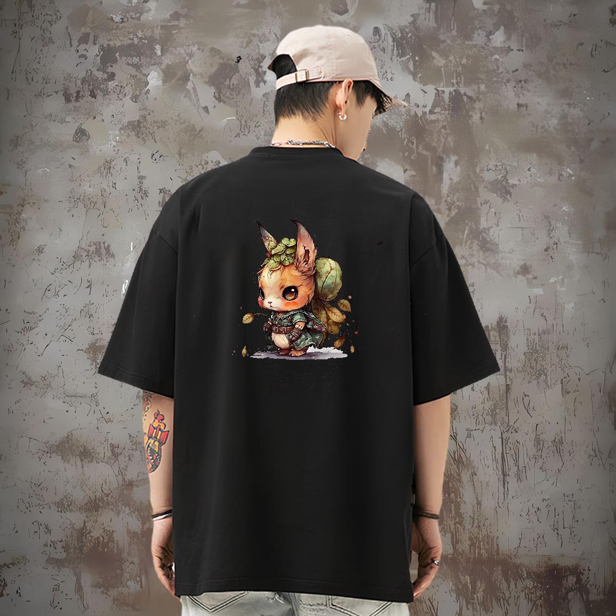 Classic T Shirt For Man 100% Cotton 230g rabbit Hip Hop Street Wear O-Neck Short Sleeve Unisex Men Tees Anime Print