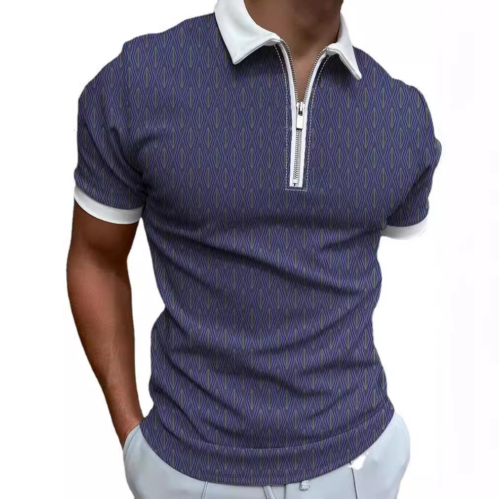 Spring/Summer New POLO Zipper Printed Men's Polo Shirt