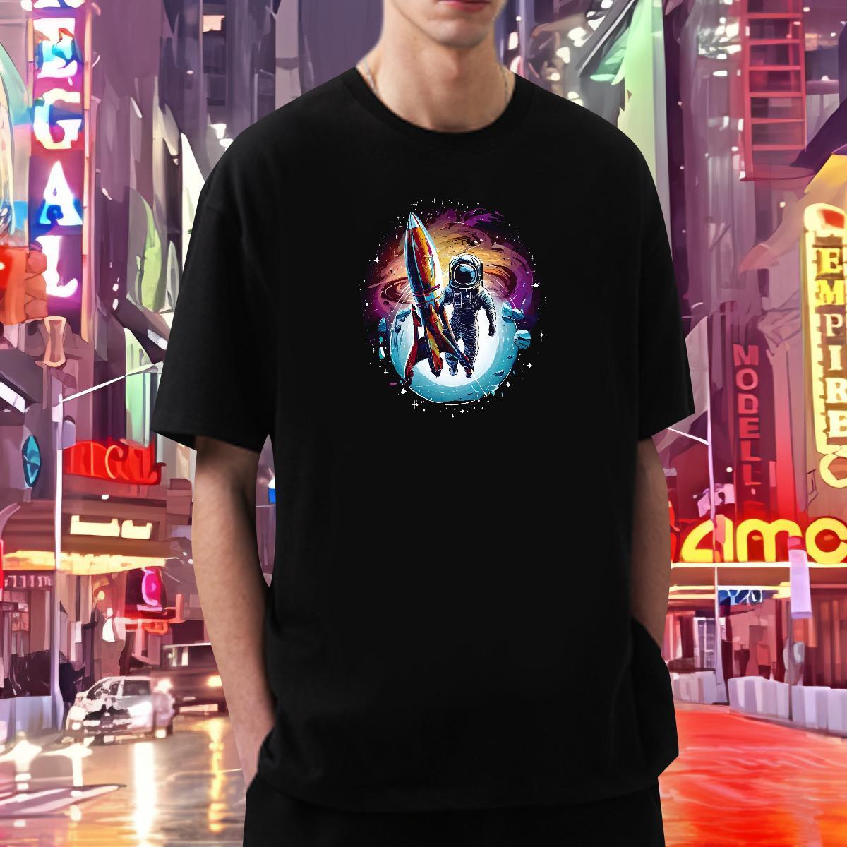 T-Shirts for Men 230g Pure Cotton universe Daily Wear O Neck Short Sleeves Black White Men Clothes T-Shirt Factory Direct TOP Quality Tees Shirts