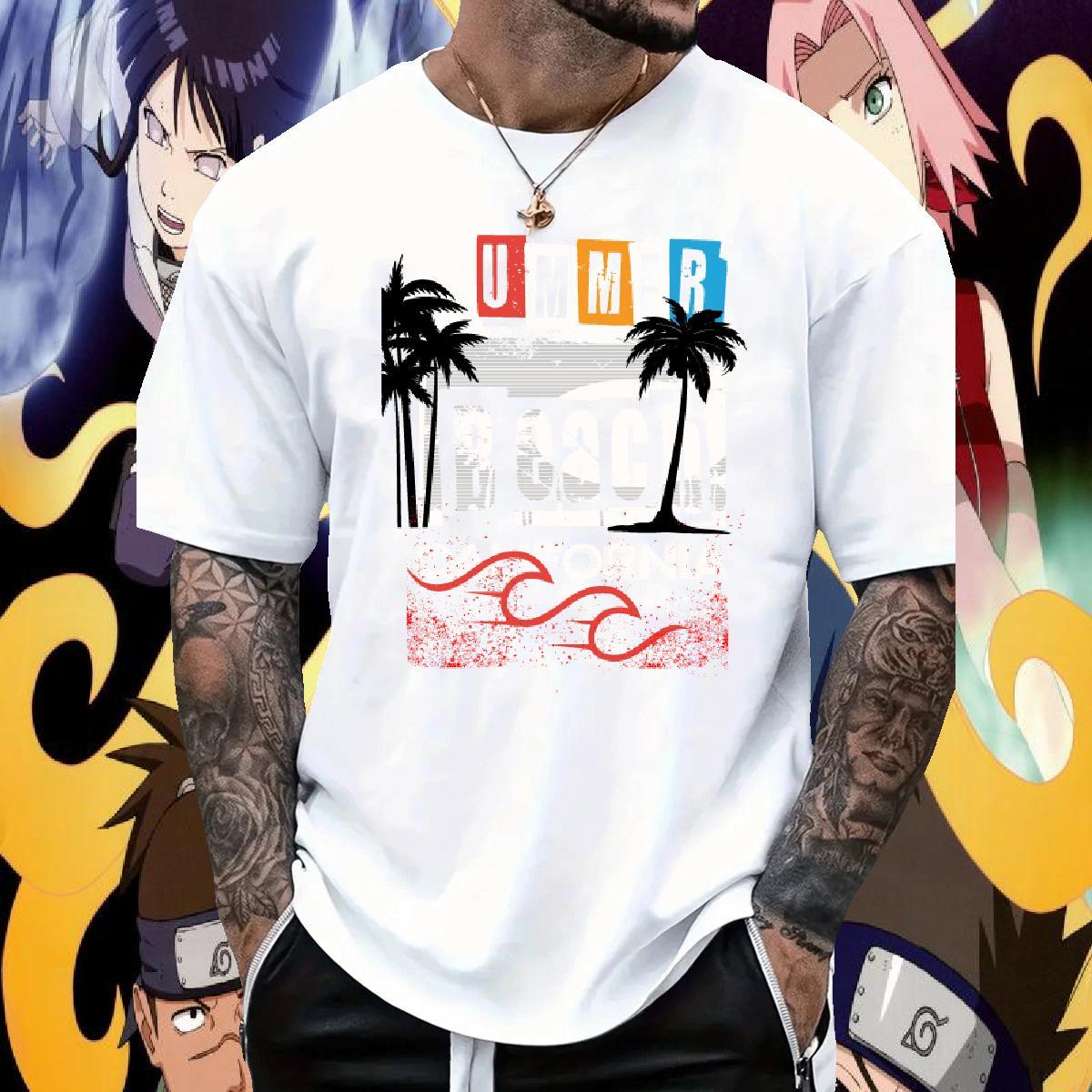 DIY Customized T-Shirts for Men 100% Cotton 230g tree Anime Printing Street Tee Shirt O Neck Short Sleeves Cool Men Tshirts DIY Anime