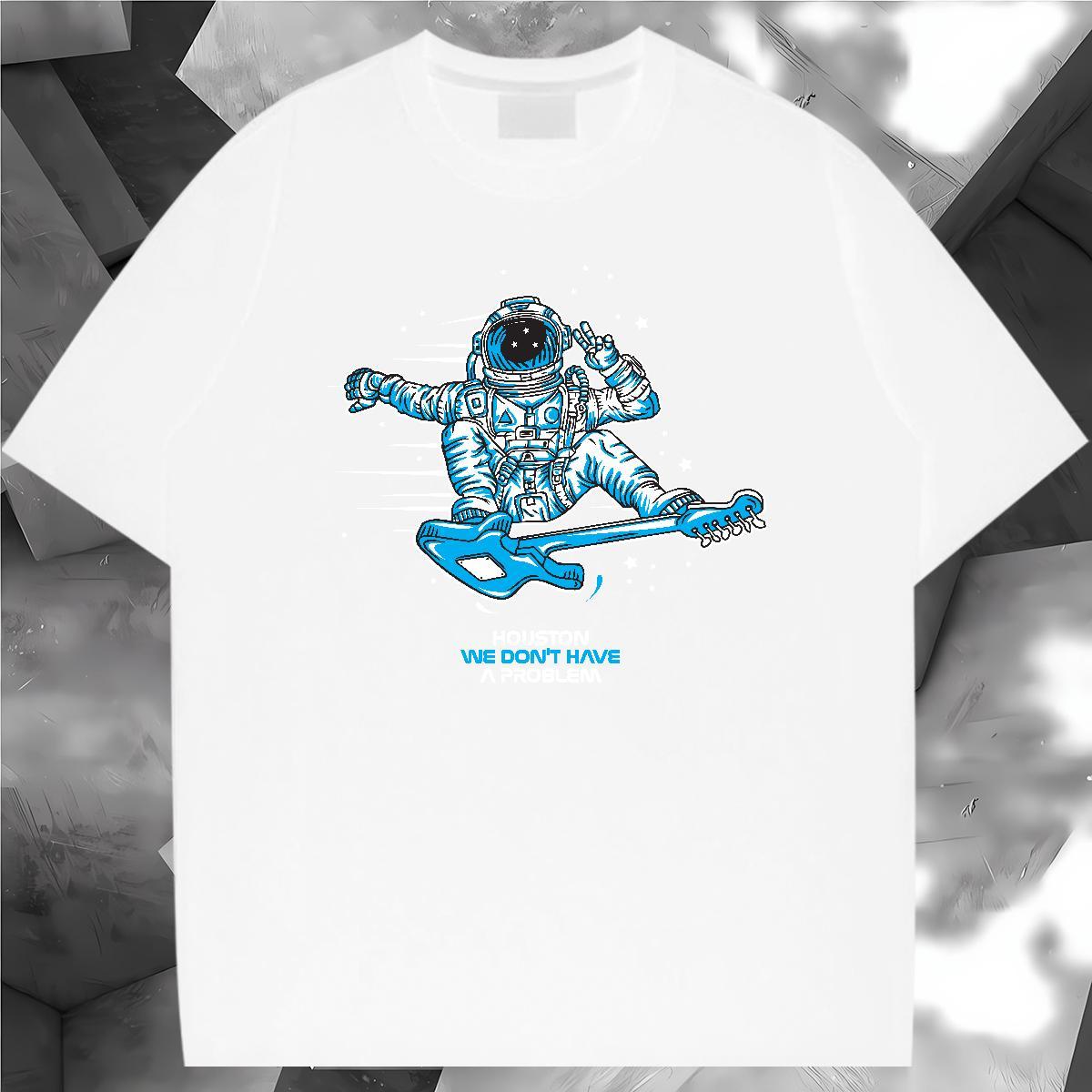 Mens T Shirts 100% Cotton 230g cosmonaut Casual Beach Breathable Crew Neck Anime Print Tshirts Custom Cool Clothings