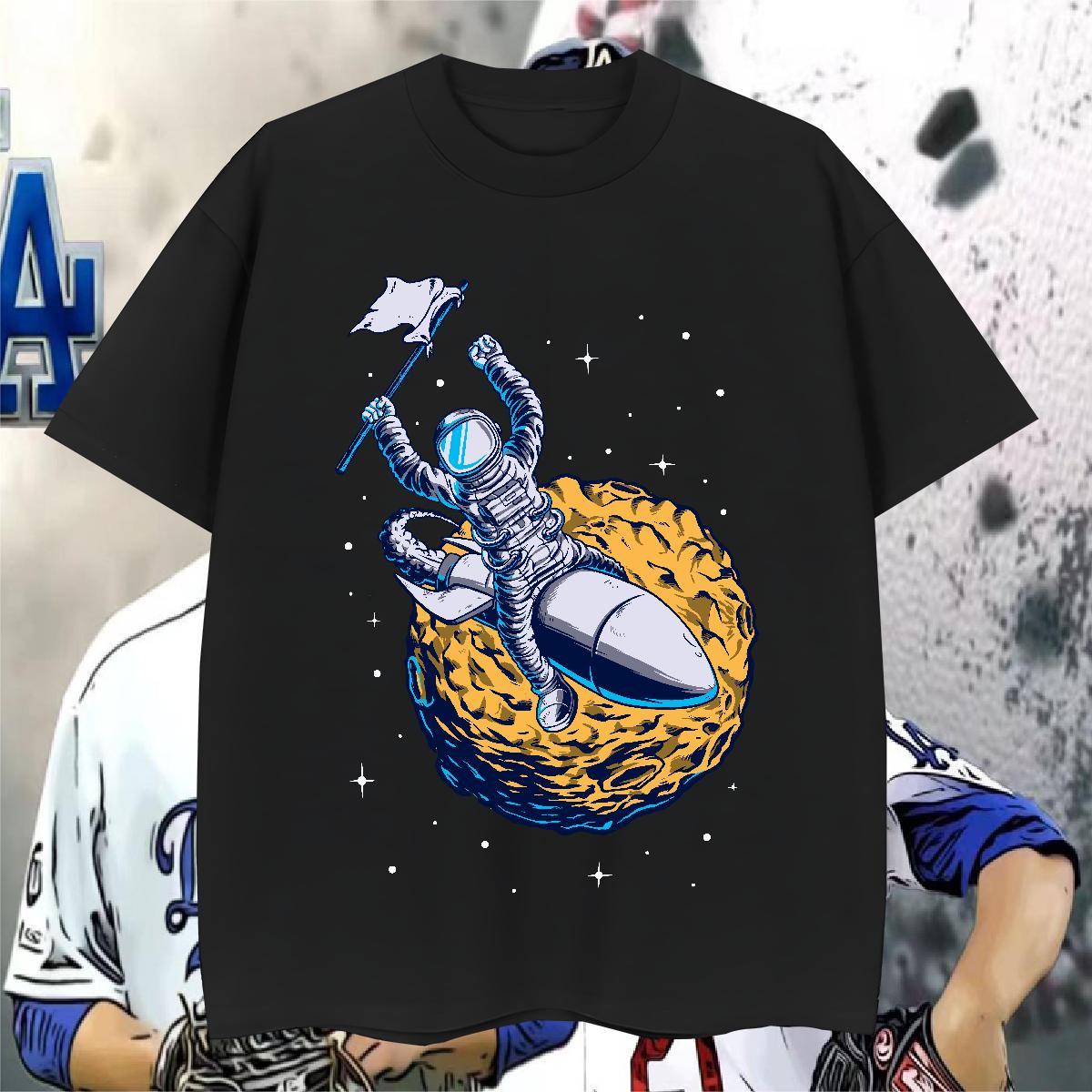 Mens T Shirts 100% Cotton 230g universe Casual Beach Round Neck Short Sleeve Plus Size Custom Men Tshirts 2024 DIY Unisex Polos