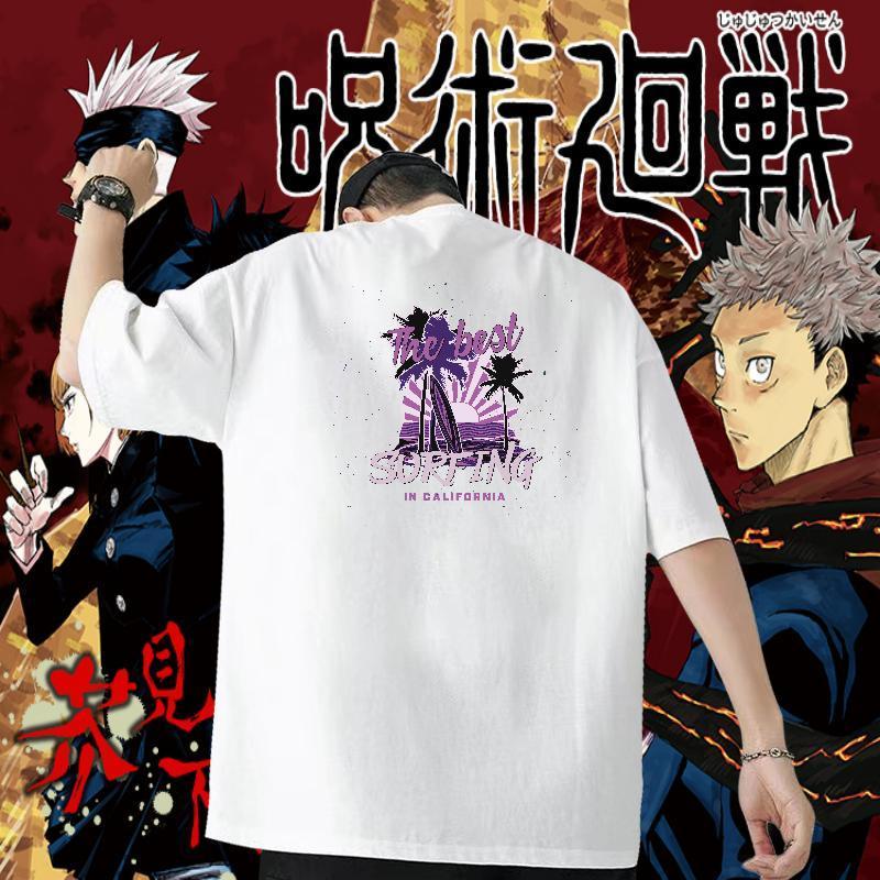 Designer Fashion T-Shirts for Men 230g 100% Cotton tree Anime Printing Street Top Tees Breathable Crew Neck Loose Mens Tshirts Oversized 4XL