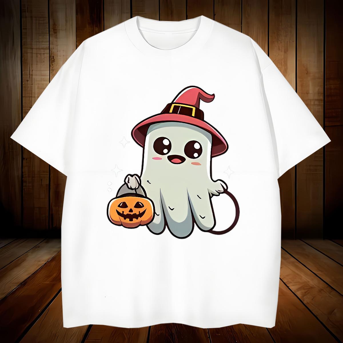 Unisex Mens Tshirts 230g Pure Cotton halloween T-Shirts Sport Breathable Crew Neck Anime Print Casual New Tops Tees