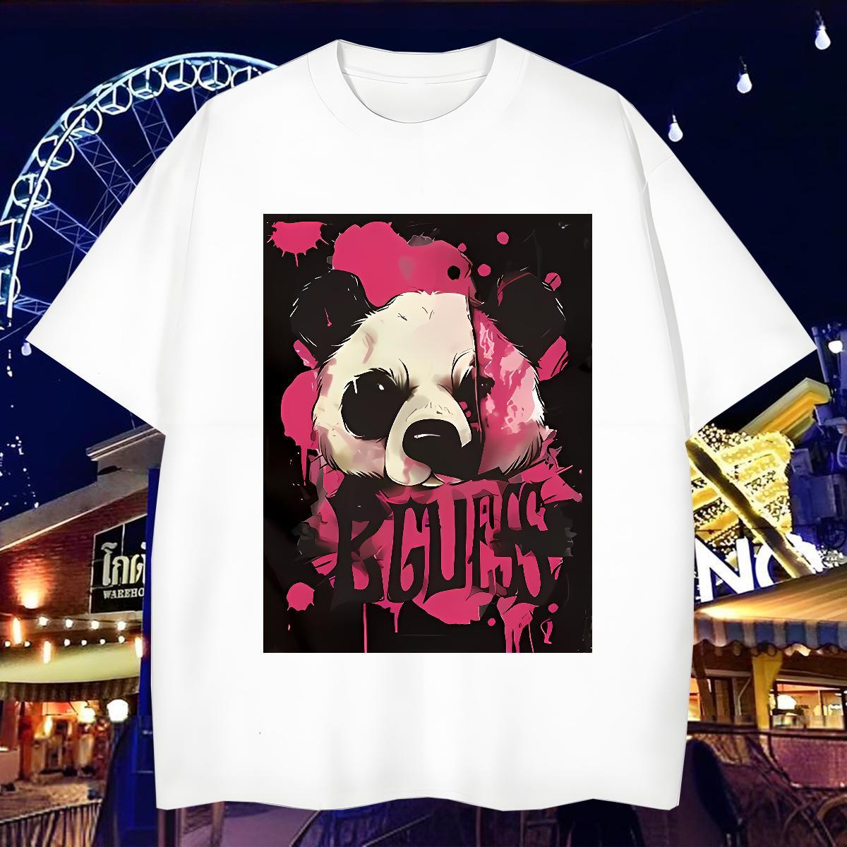 2024 DIY T shirt 230g Pure Cotton panda Street Casual Clothes Short Sleeve O-Neck Free Shipping Men Tops Tees Skull