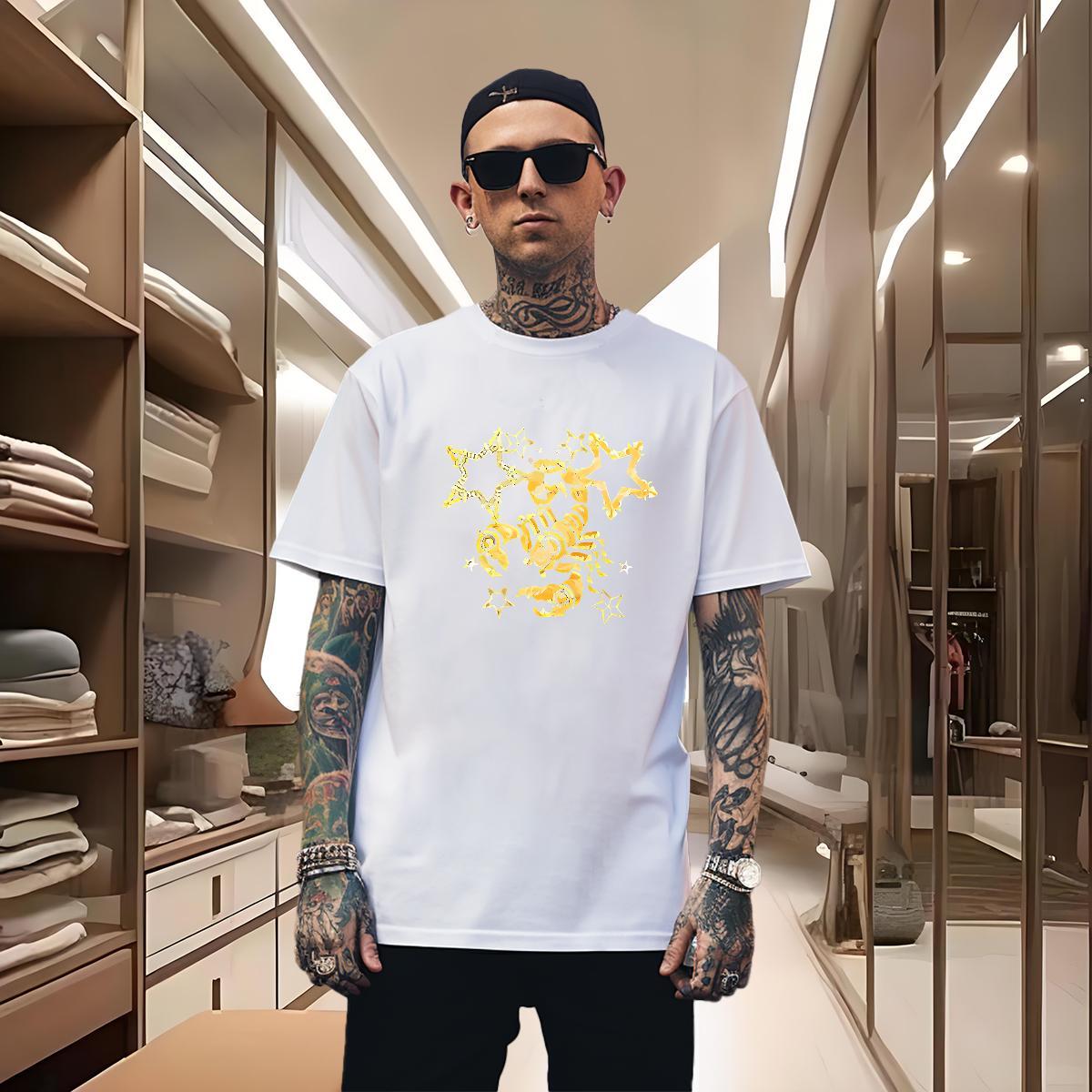 Men T Shirts 230g 100% Cotton scorpion Street Wear Round Neck Short Sleeve Customized Men Tops Tees Designer Fashion Loose Fit Clothings