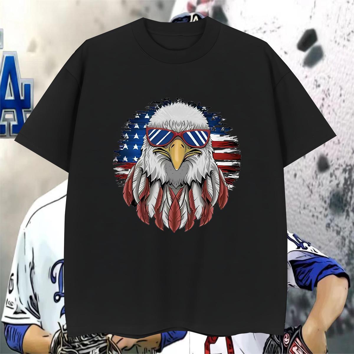 Mens T Shirts 100% Cotton 230g eagle Street Wear Short Sleeve O-Neck Black White Men Tees Stylist Cool Design Tops Tees