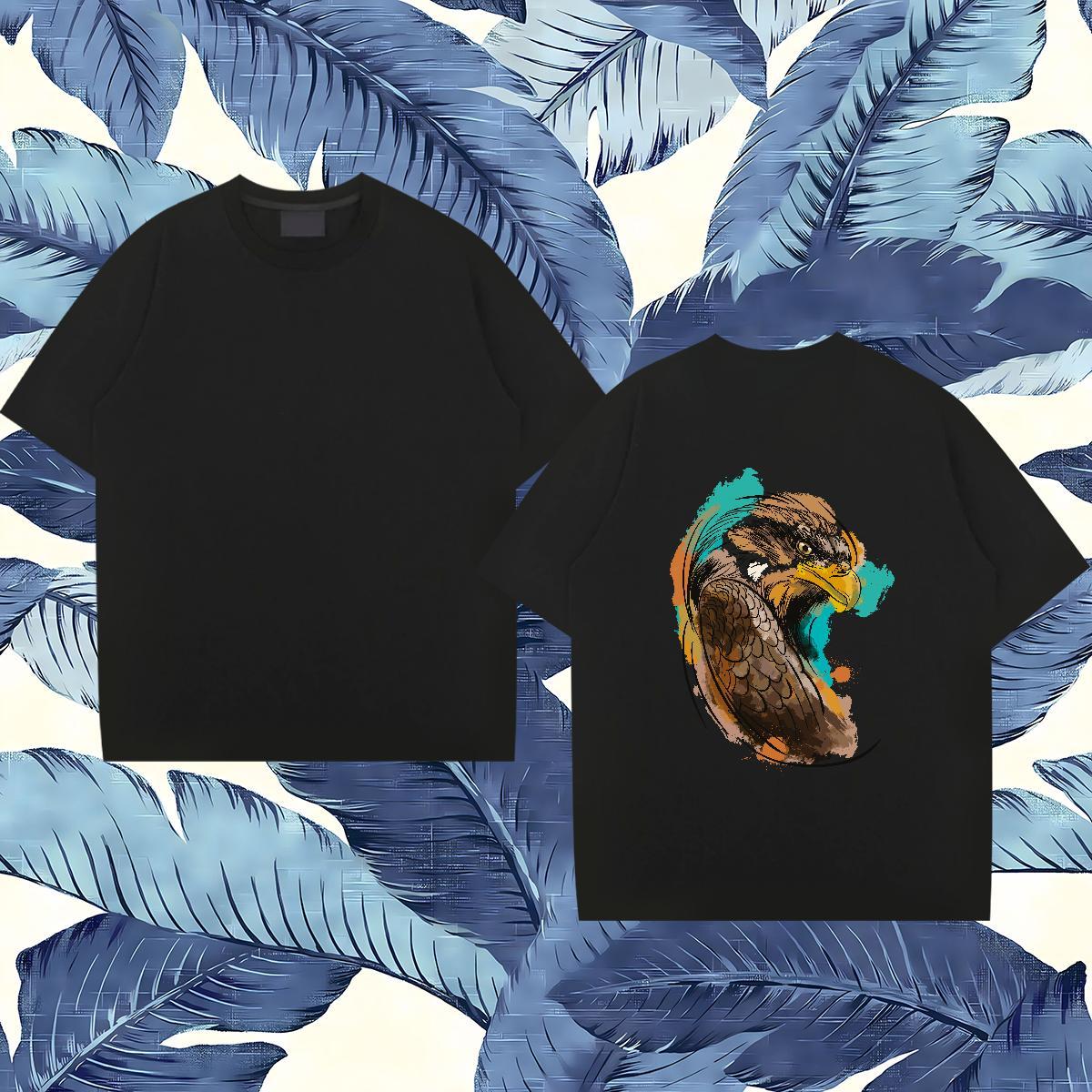 Soft Men Tops Tees 230g Pure Cotton eagle T Shirts Men Sport Round Neck Short Sleeve Cartoon Printing L-4XL Designer Tshirts