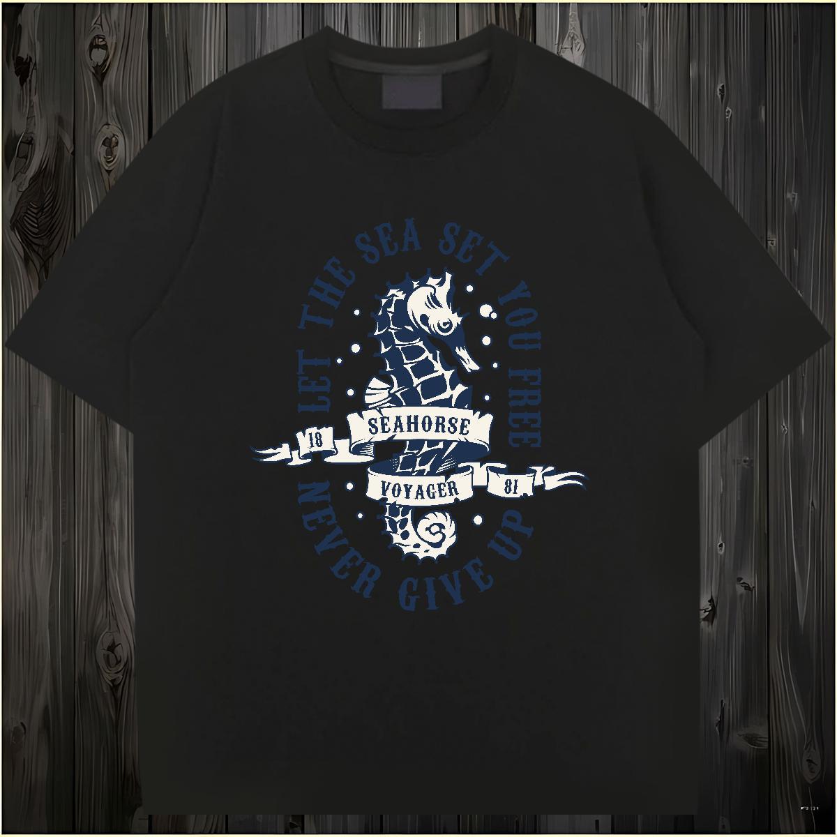 2024 DIY Mens T Shirts 230g Pure Cotton sea house Casual Daily Wear Tees Shirts Crew Neck Breathable Designer Men Clothes T-Shirt Custom Print Oversiz
