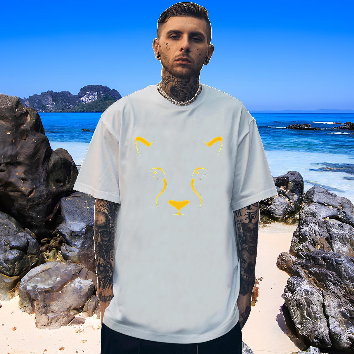 TOP Quality Men T Shirts dog Breathable Crew Neck Sports Casual Graphic 230g 100% Cotton Couples T Shirts 2024 DIY Tees Shirts