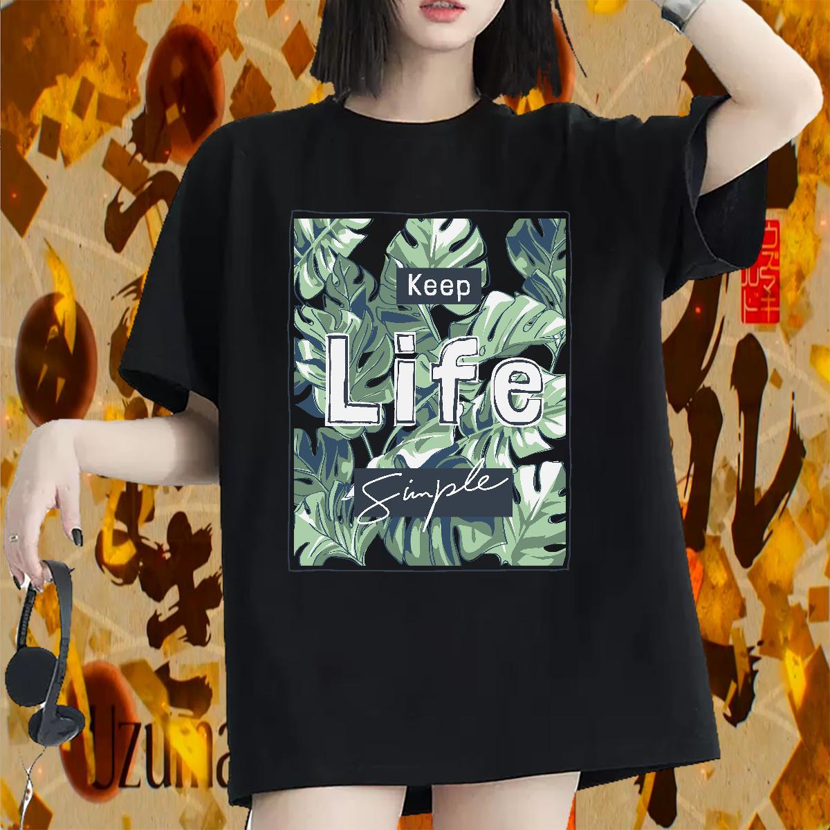 Nice T Shirts Women Breathable Crew Neck Womens Tshirts Plus Size Cartoon tree Hip Hop Street 230g Pure Cotton Fashion Casual Wear