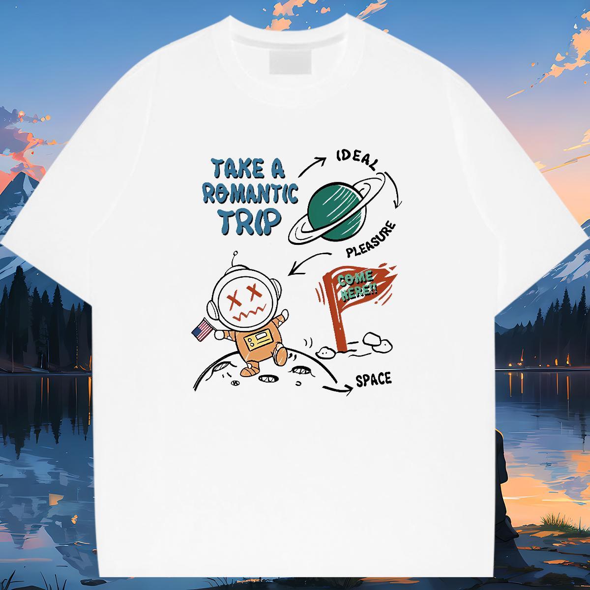 Loose T shirt O Neck Short Sleeves Lady T shirt Plus Size Custom star Hip Hop Street 230g Cotton 2024 Tops