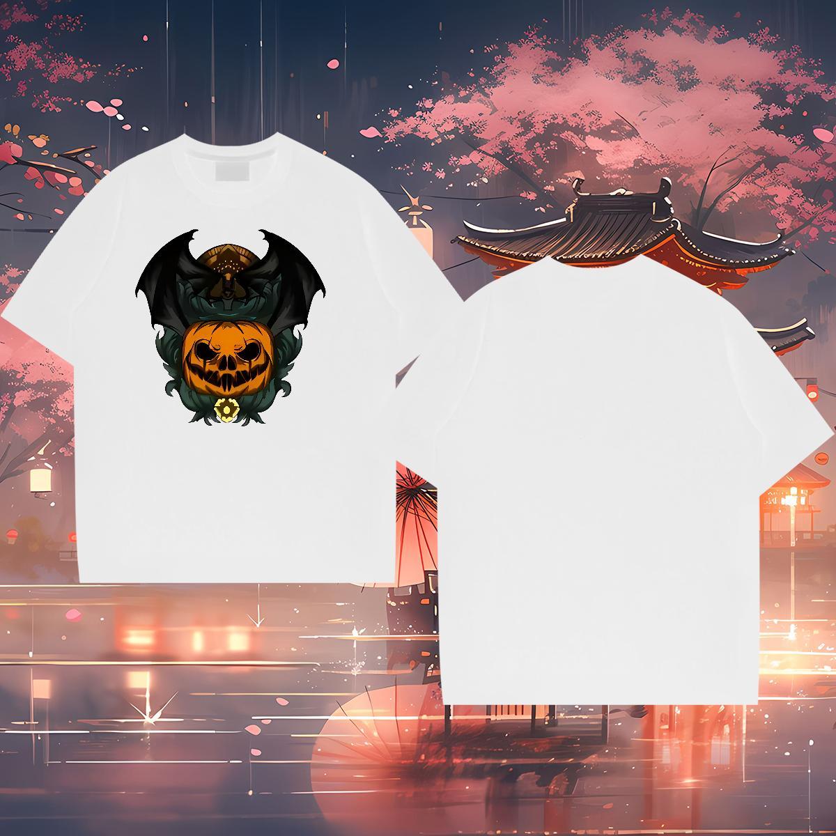 2024 New Man T Shirts 230g Cotton halloween Hip Hop Street Wear Crew Neck Cool Design Mens Tshirts DIY Logo Oversized