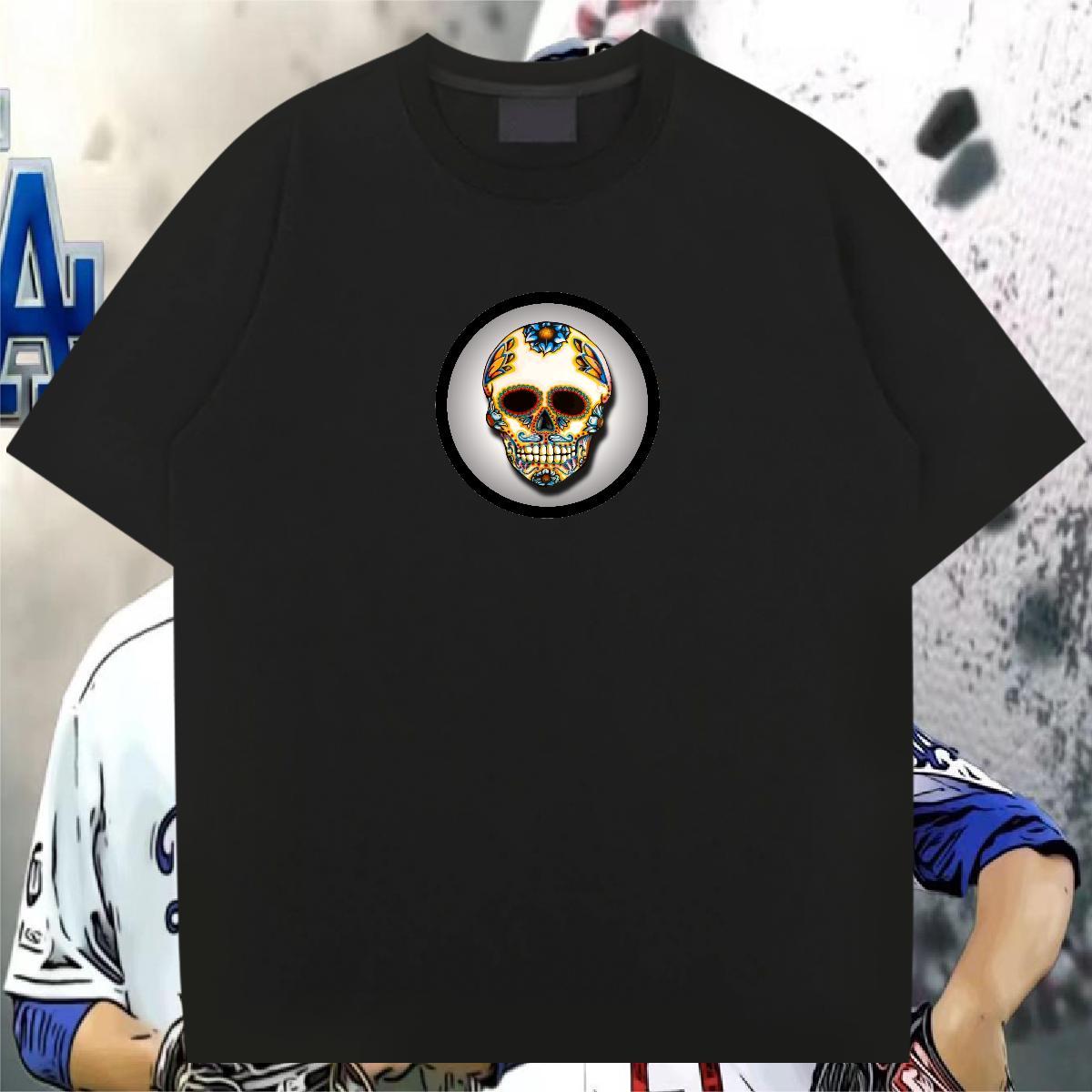 Designer Men T Shirts skull Clothings 230g Pure Cotton Summer Casual High Quality Custom Cartoon Breathable Short Sleeve Tshirt for Man Woman
