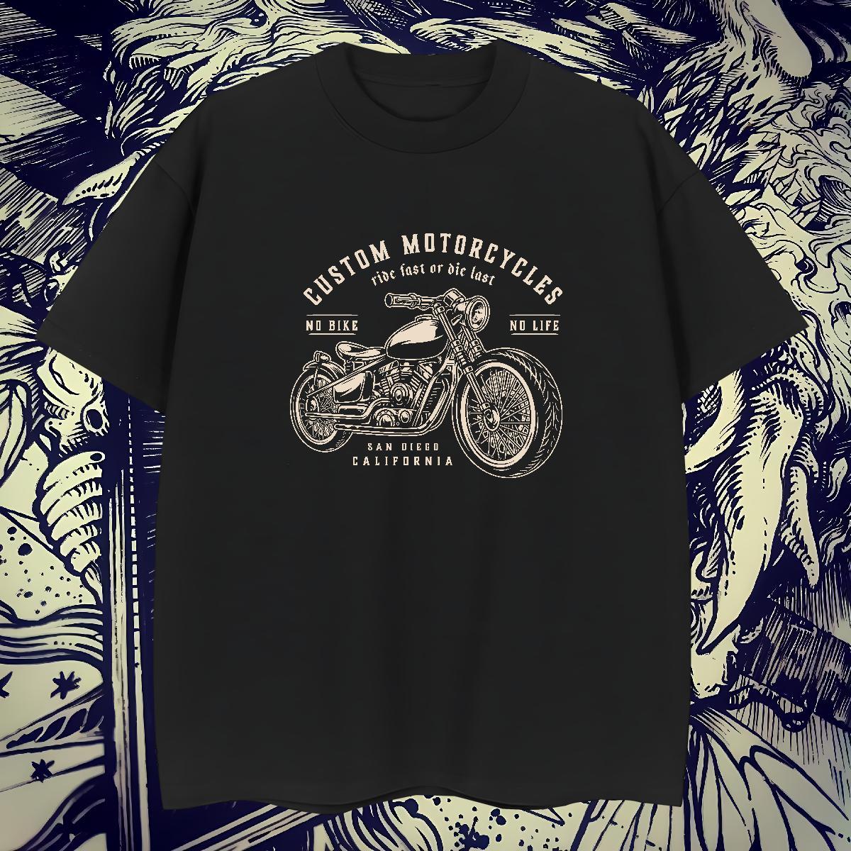 Loose Fit Tshirts 100% Cotton 230g Street Motorcycle Custom Print Oversized Crew Neck Fashion T shirt Wear