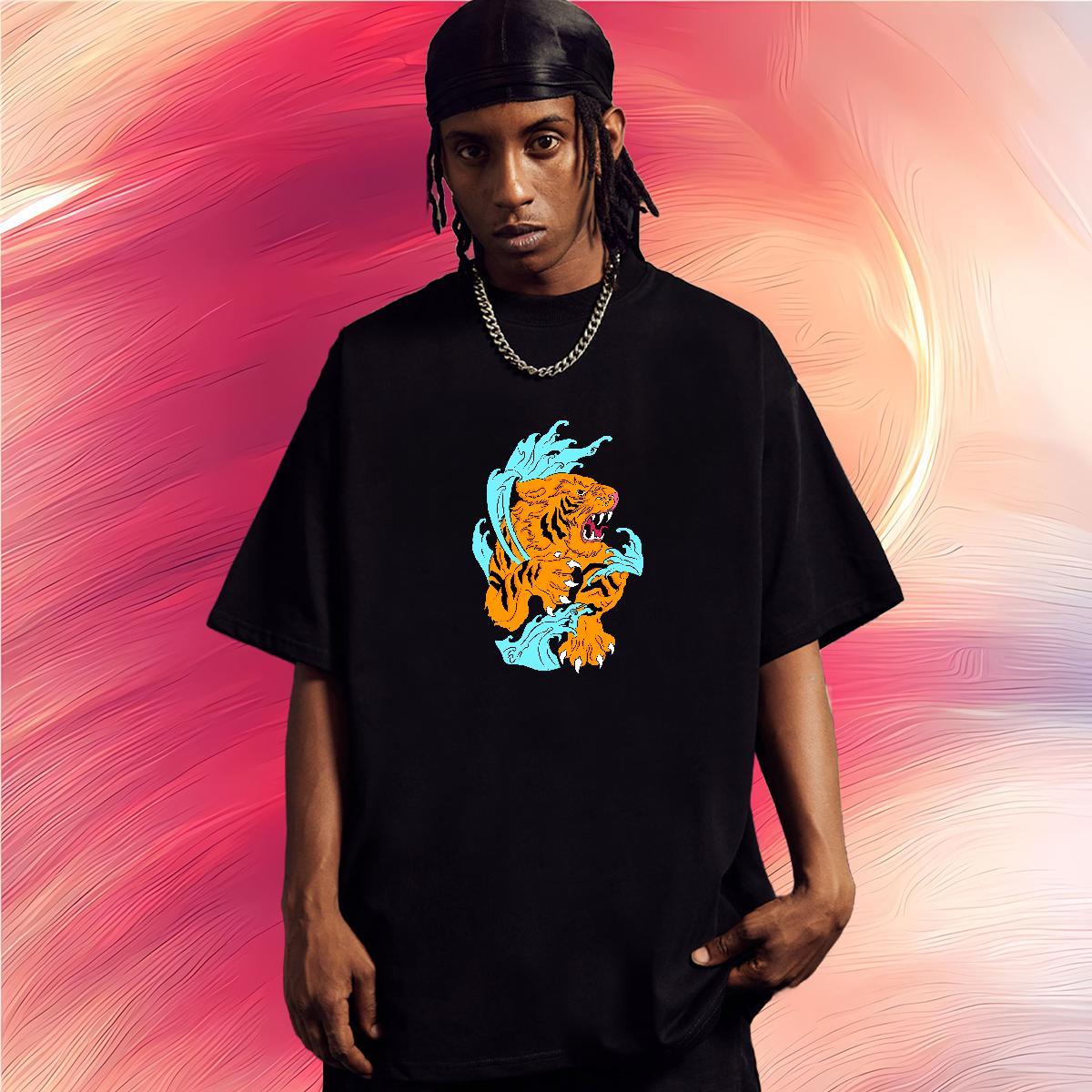 Man T Shirts 100% Cotton 230g tiger Daily Outfit Breathable Short Sleeve Plus Size Custom Men Tops Tees Designer Free Shipping Polos