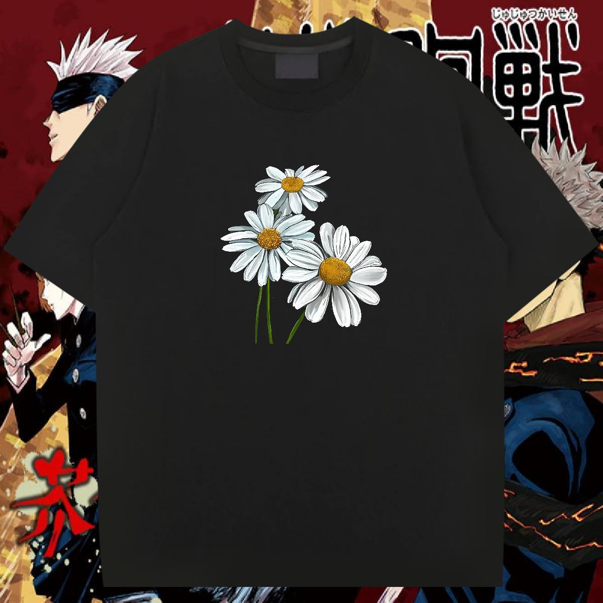 Fashion T shirt 230g 100% Cotton flower Daily Outfit Tee Shirt Breathable Short Sleeve Unisex Men Tops Tees Oversized 4XL