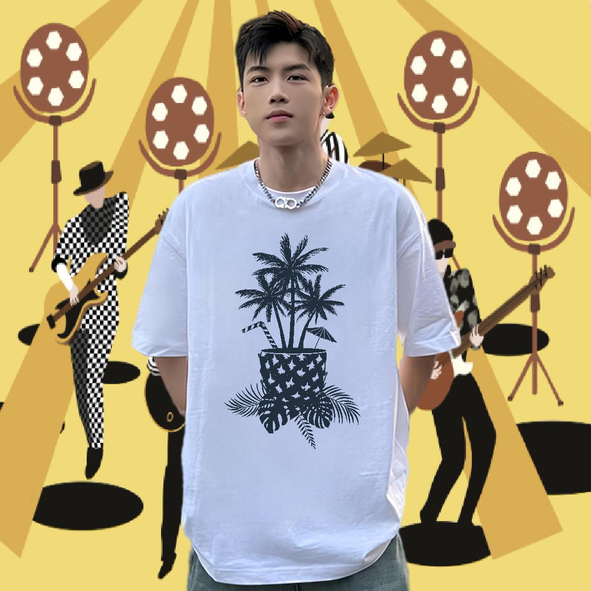 2024 DIY T Shirt For Man 100% Cotton 230g tree Outdoor Clothings O-Neck Short Sleeve Cool Men Tops Tees Cartoon Printing L-4XL