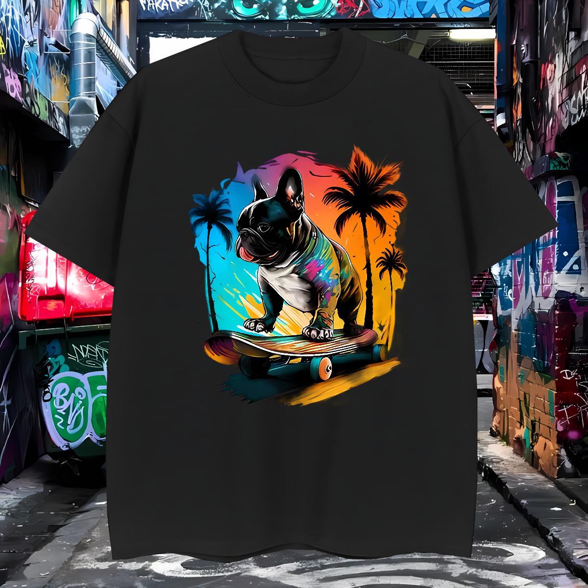 Men T Shirts 100% Cotton 230g French Bulldog Outdoor Short Sleeve Soft Black White Men Clothes T-Shirt New Arrival Loose Tee Shirt