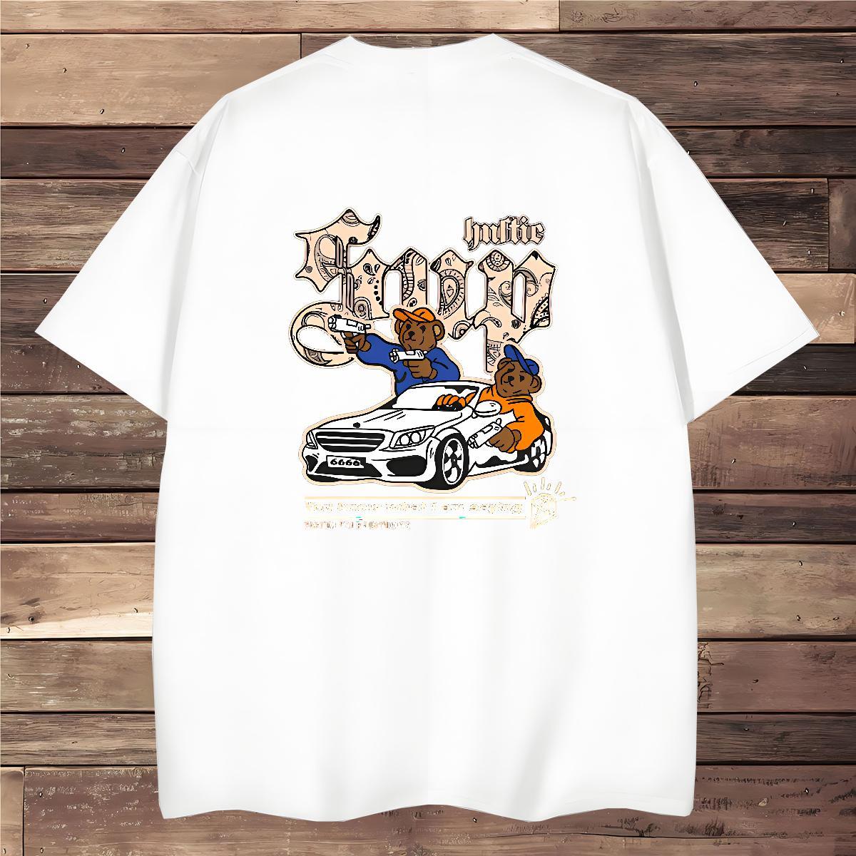 T Shirt For Man 230g Cotton bear Casual Beach Breathable Short Sleeve Graphic Couples T Shirts DIY Customized Free Shipping Clothes