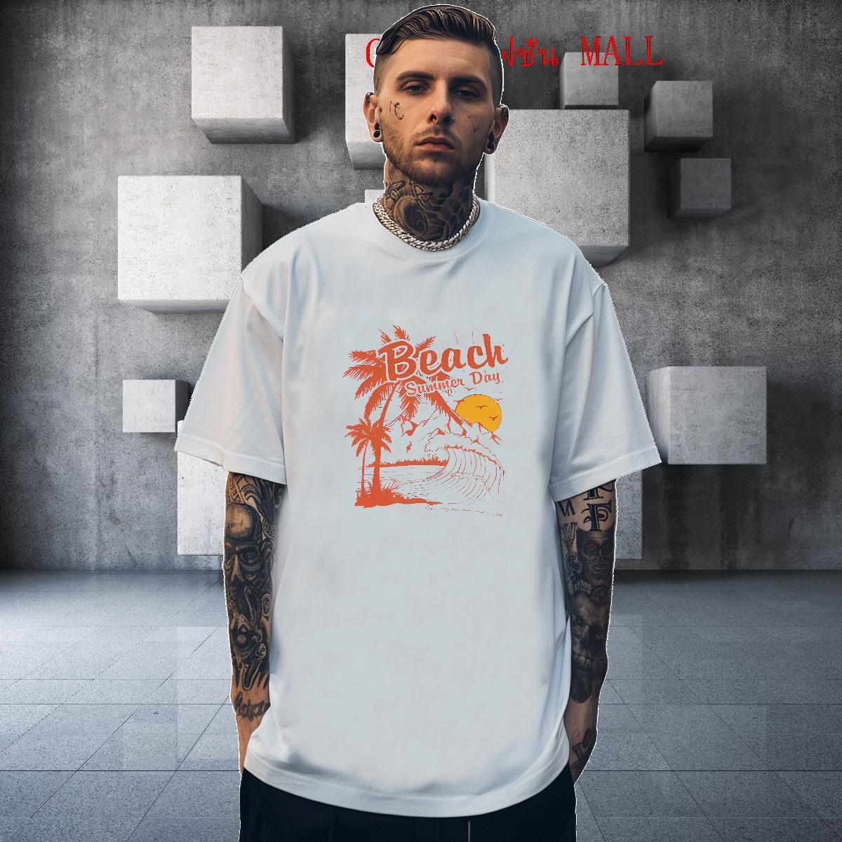 Loose Men Clothes T-Shirt 230g 100% Cotton Casual Daily Wear sea DIY Printed O Neck Short Sleeves Designer T Shirts Men Tee Shirt
