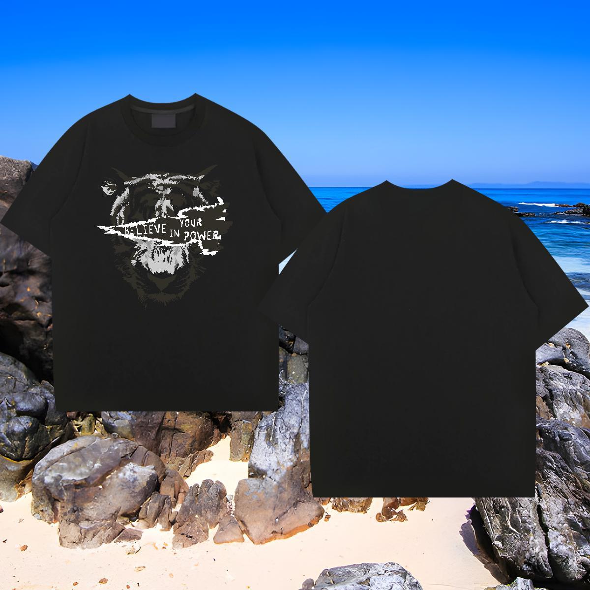 Comfortable Tshirts 100% Cotton 230g tiger Mens T Shirts Casual Breathable Short Sleeve Custom Printing Customized Tee Shirt