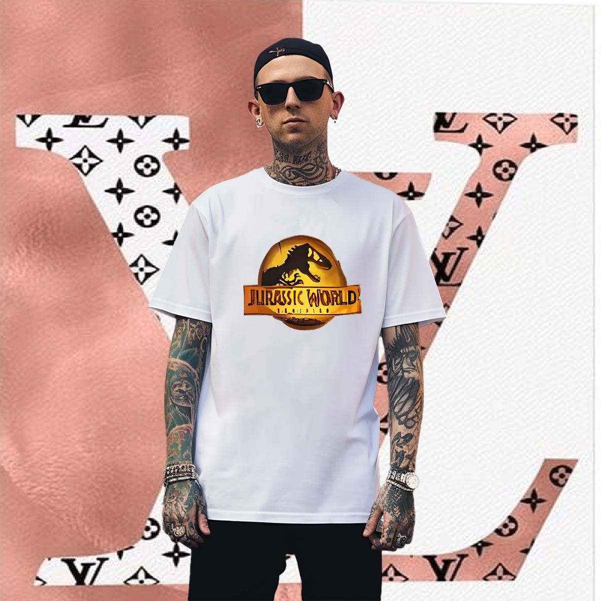 T-Shirts for Men 230g Pure Cotton dinosaur Daily Outfit Short Sleeve Soft Plus Size Custom Couples T Shirts Fashion Casual Cool Design Tshirts