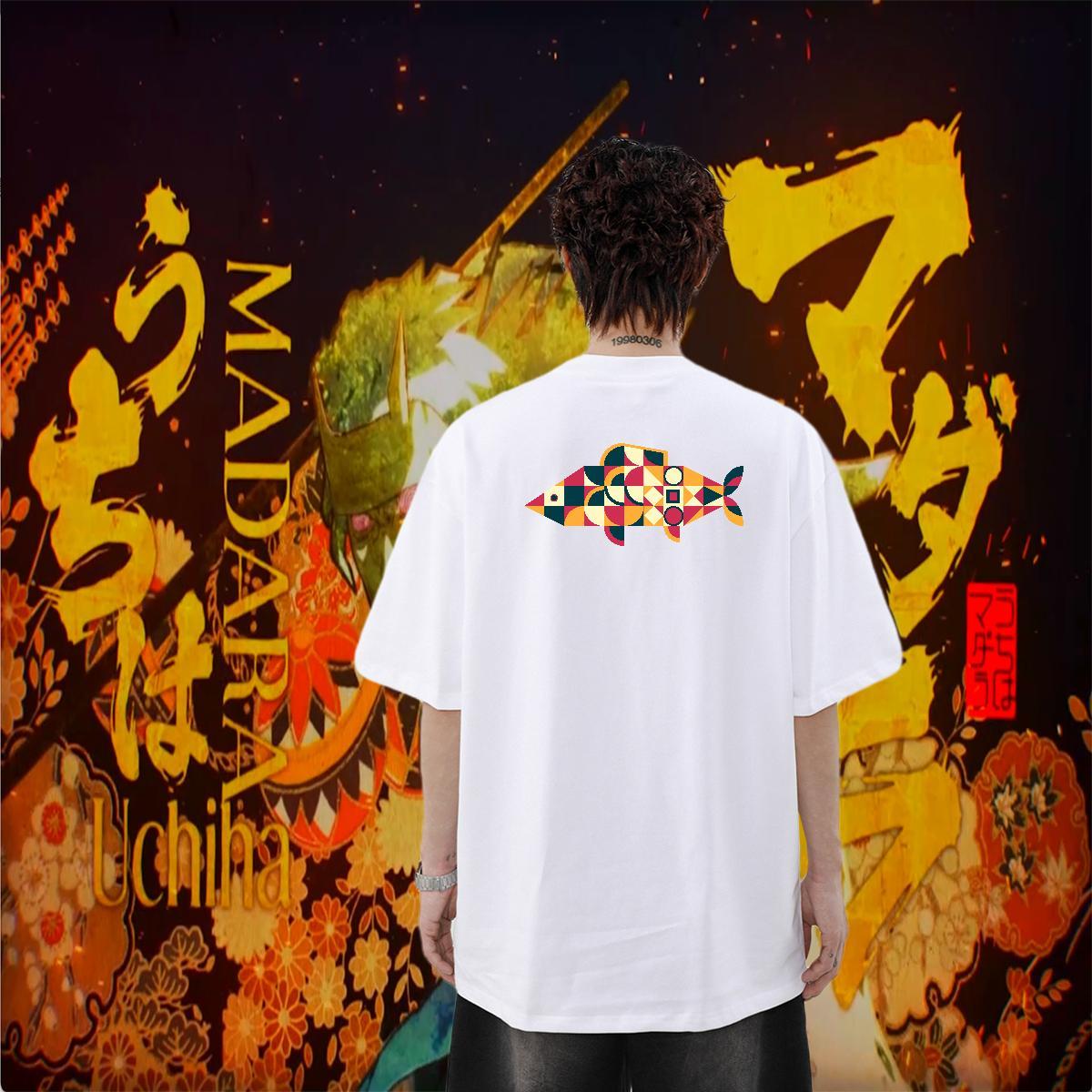 Custom Mens T Shirts 100% Cotton 230g fish Summer Casual Tees Shirts Breathable Short Sleeve Soft Men Tees Custom Print Oversized