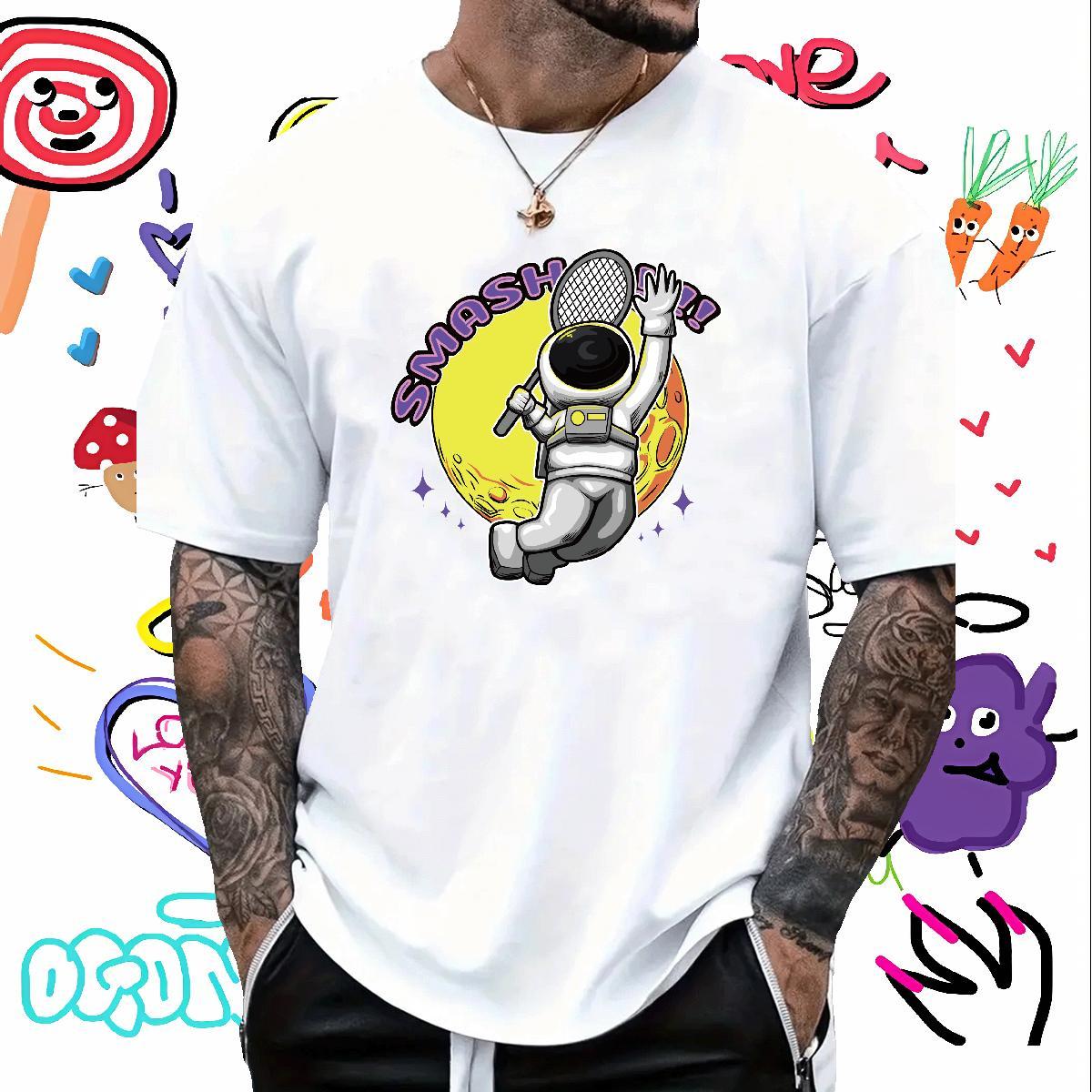 Mens T Shirts 230g Cotton universe Street wear Hip Hop Breathable Short Sleeve Custom Big Size Tshirts 2024 Wholesale Tops Tees
