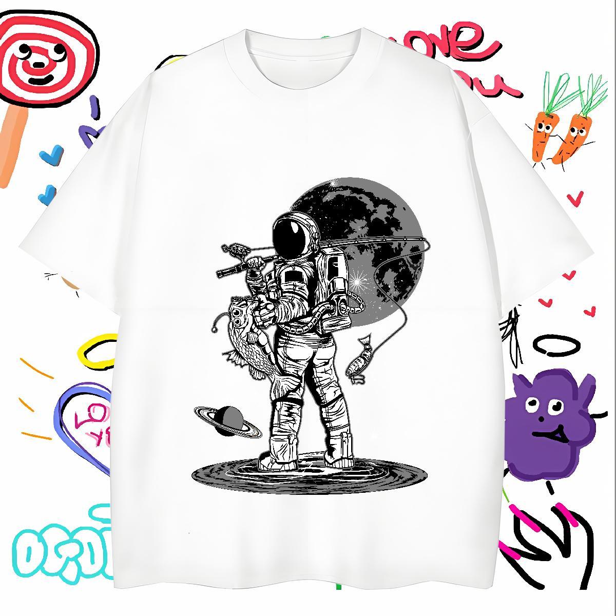 T-Shirts for Men 230g Cotton cosmonaut Casual Daily Wear Breathable Soft Customized Men Tops Tees Classic TOP Quality Clothings