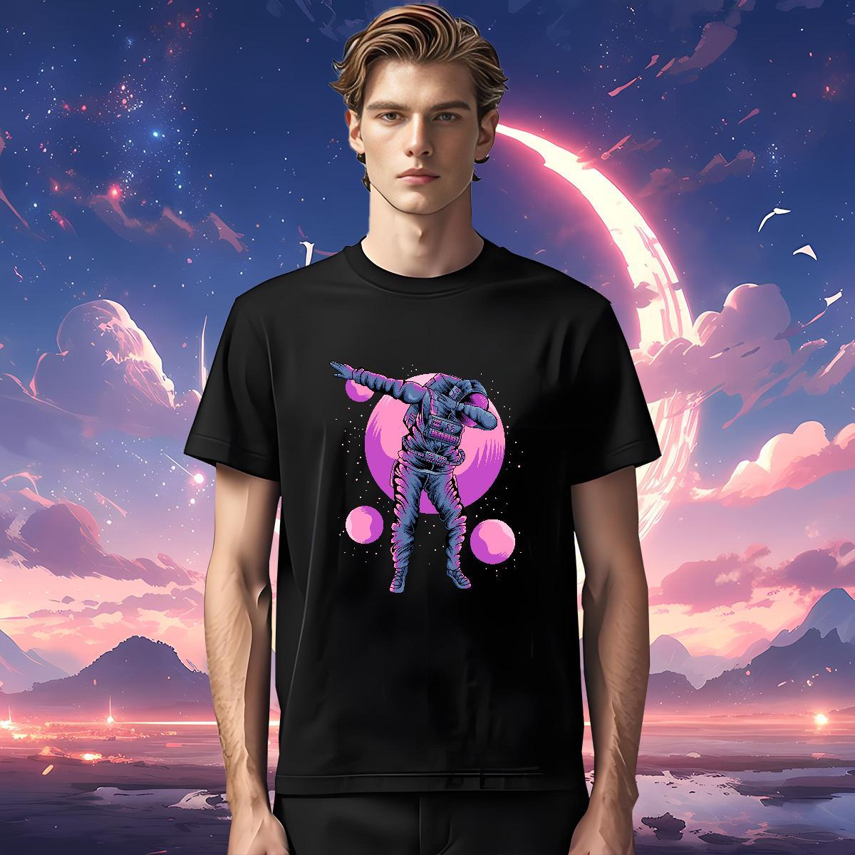 Man T Shirts 230g Pure Cotton cosmonaut High Street Hip Hop O-Neck Short Sleeve Custom Print Oversized Tshirts DIY Customized Loose Tee Shirt