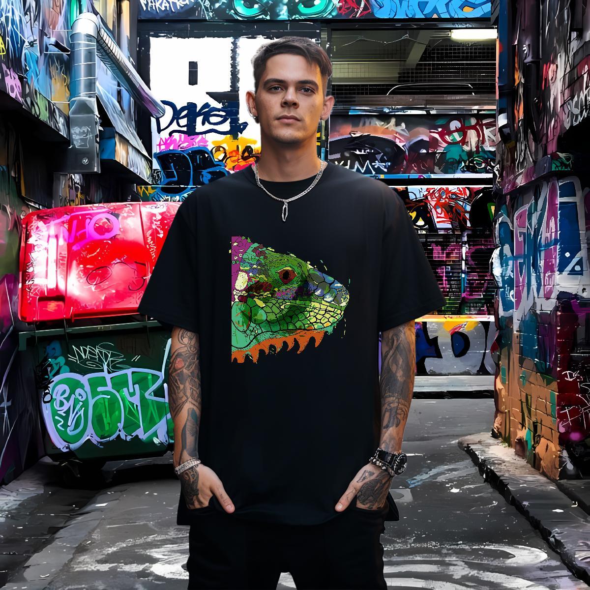 Men T Shirts 230g 100% Cotton fish head Hip Hop Breathable Crew Neck Custom Print Plus Size Men Tshirts New Designer Unisex Polos