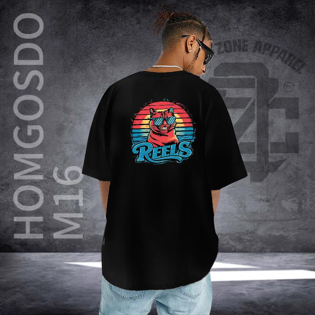 New Designer Men T Shirts 100% Cotton 230g cat Anime Printing Street Clothes Breathable Soft Unisex Mens Tshirts Black Oversized