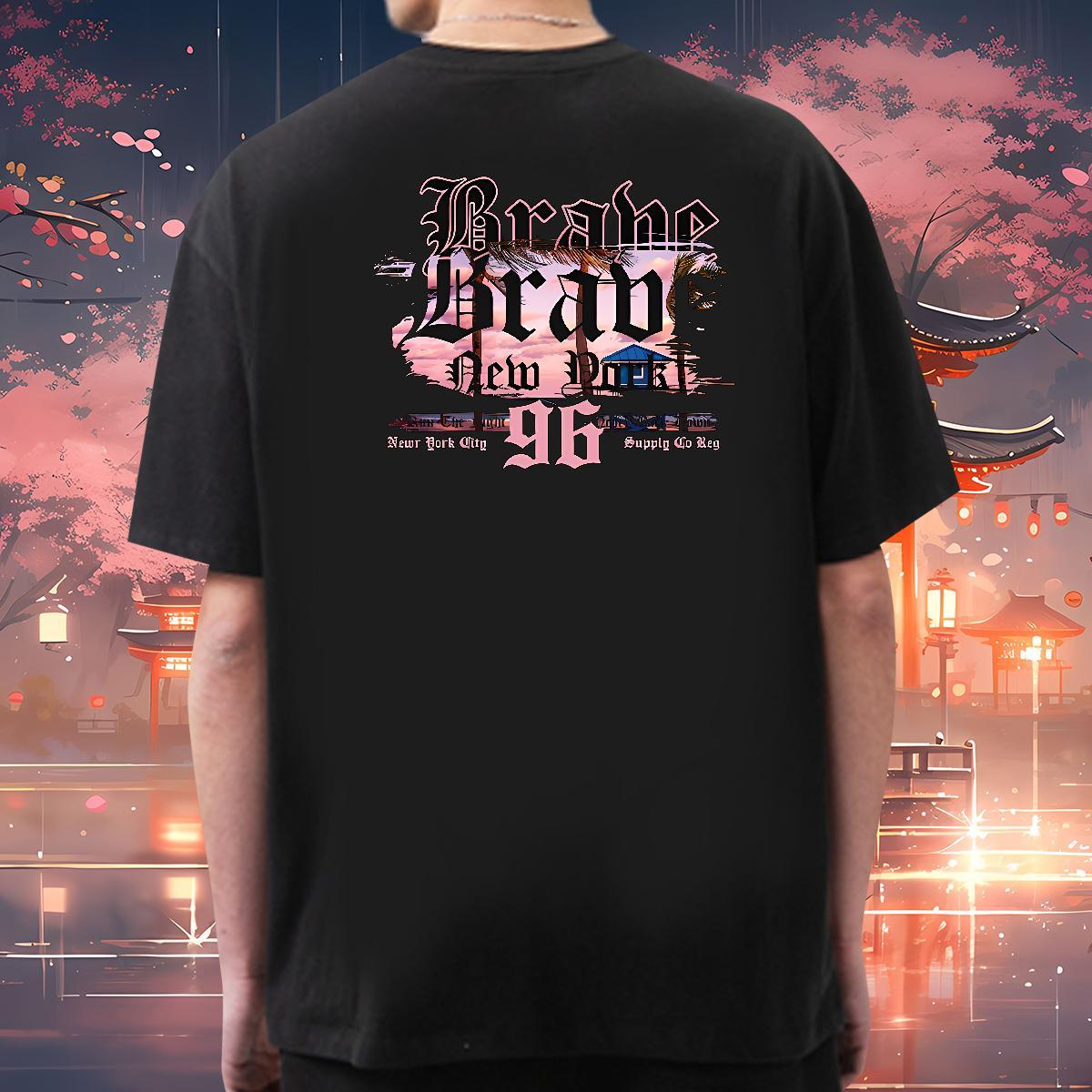 New Men T Shirts 230g 100% Cotton tree Outdoor Tops Tees Crew Neck Breathable High Quality Men Tops Tees DIY Logo Oversized