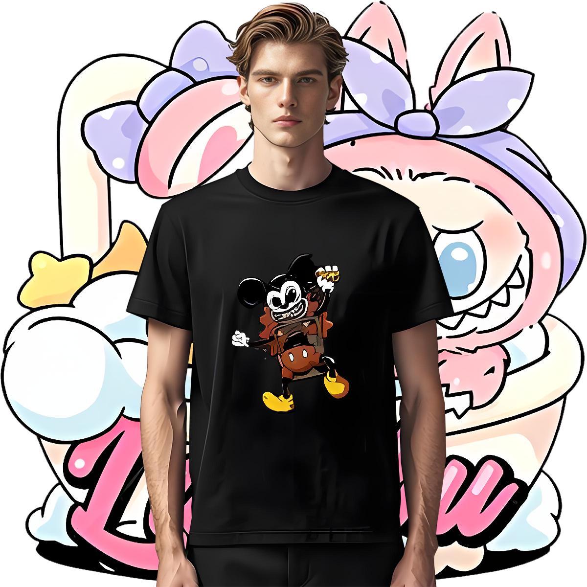 Fashion Design Men T Shirts 230g Cotton mouse Outdoor Tee Shirt Breathable Crew Neck Classic Tshirts Skull