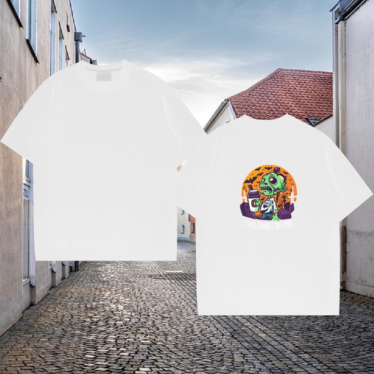 New T-Shirts skull Wear 230g Cotton Sport Brand Oversized O Neck Short Sleeves Men Tshirts