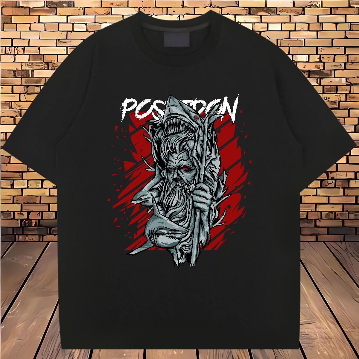 Casual New T Shirts Men 230g 100% Cotton Sport Tees Shirts O-Neck Short Sleeve High Quality Men Tops Tees Cartoon Printing L-4XL