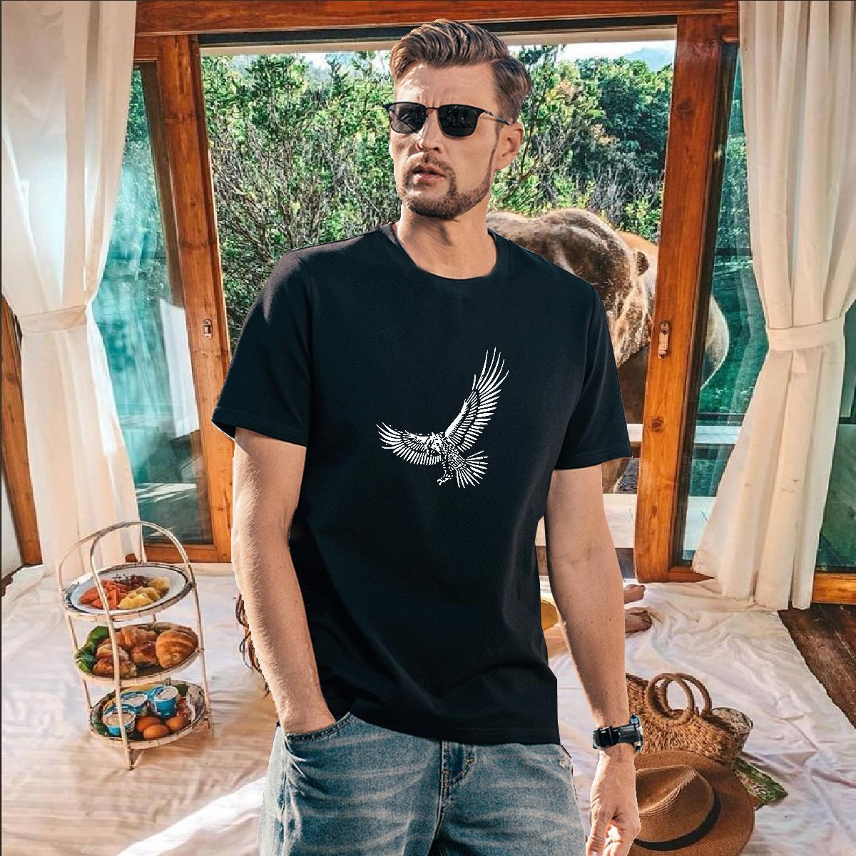 Fashion Casual T-Shirts 230g Cotton eagle Outdoor Tee Shirt Breathable Short Sleeve Soft Couples T Shirts Graphic