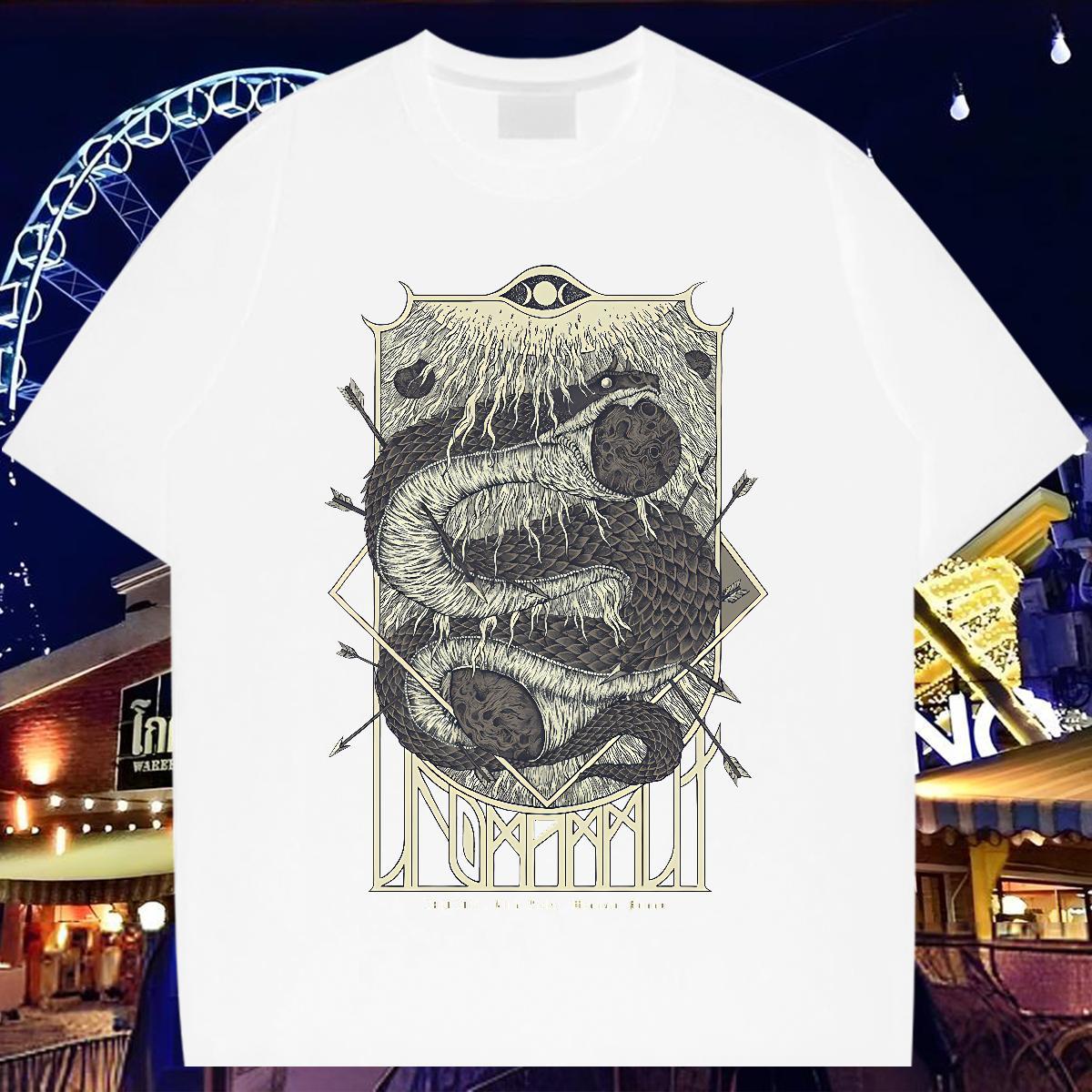 Man T Shirts 100% Cotton 230g snake Outdoor Breathable Short Sleeve Asian Size Men Tops Tees Brand Popular Clothes