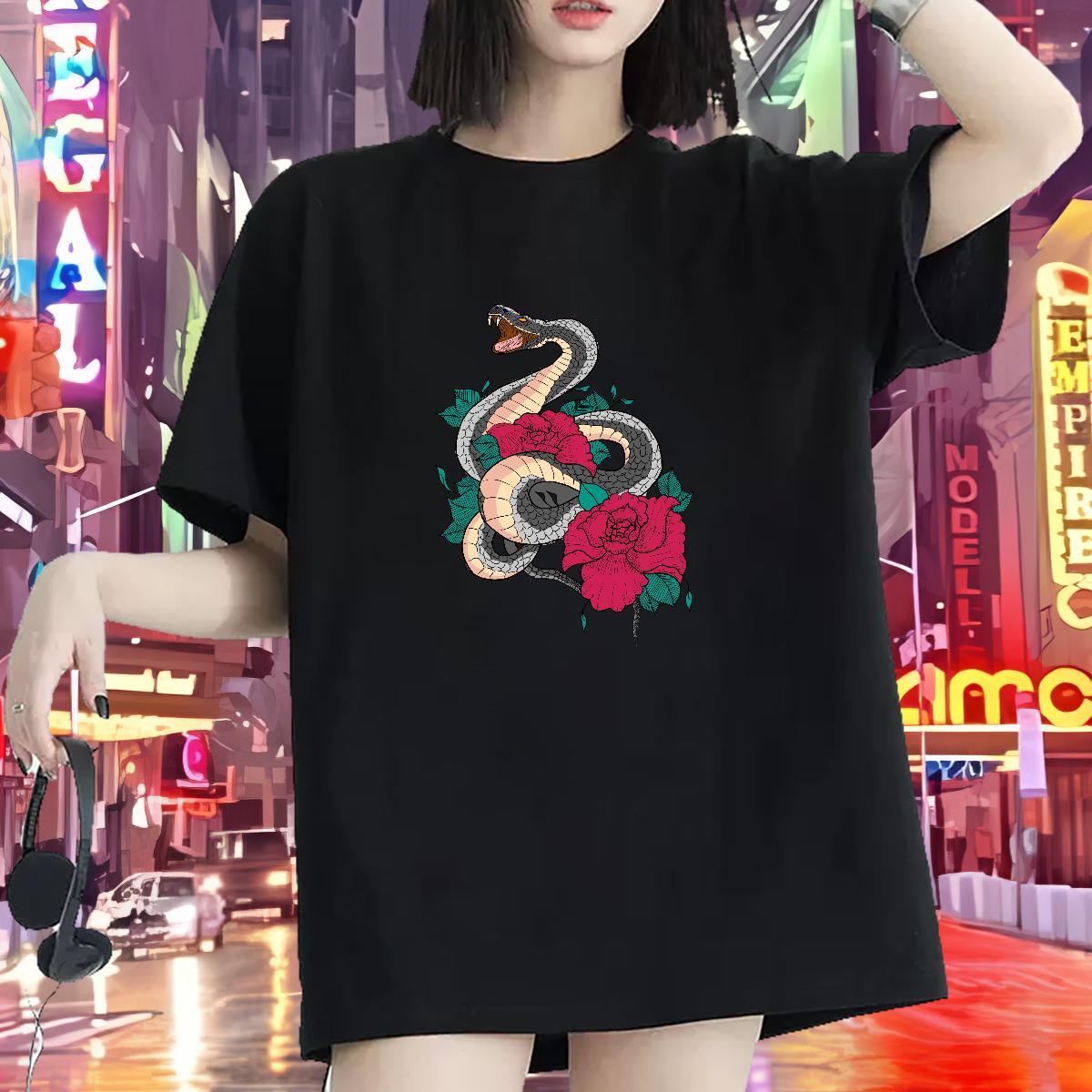 Designer Nice T Shirts Women Comfortable Lady T shirt DIY Anime snake Casual Sport 230g 100% Cotton TOP Quality Tees Shirts