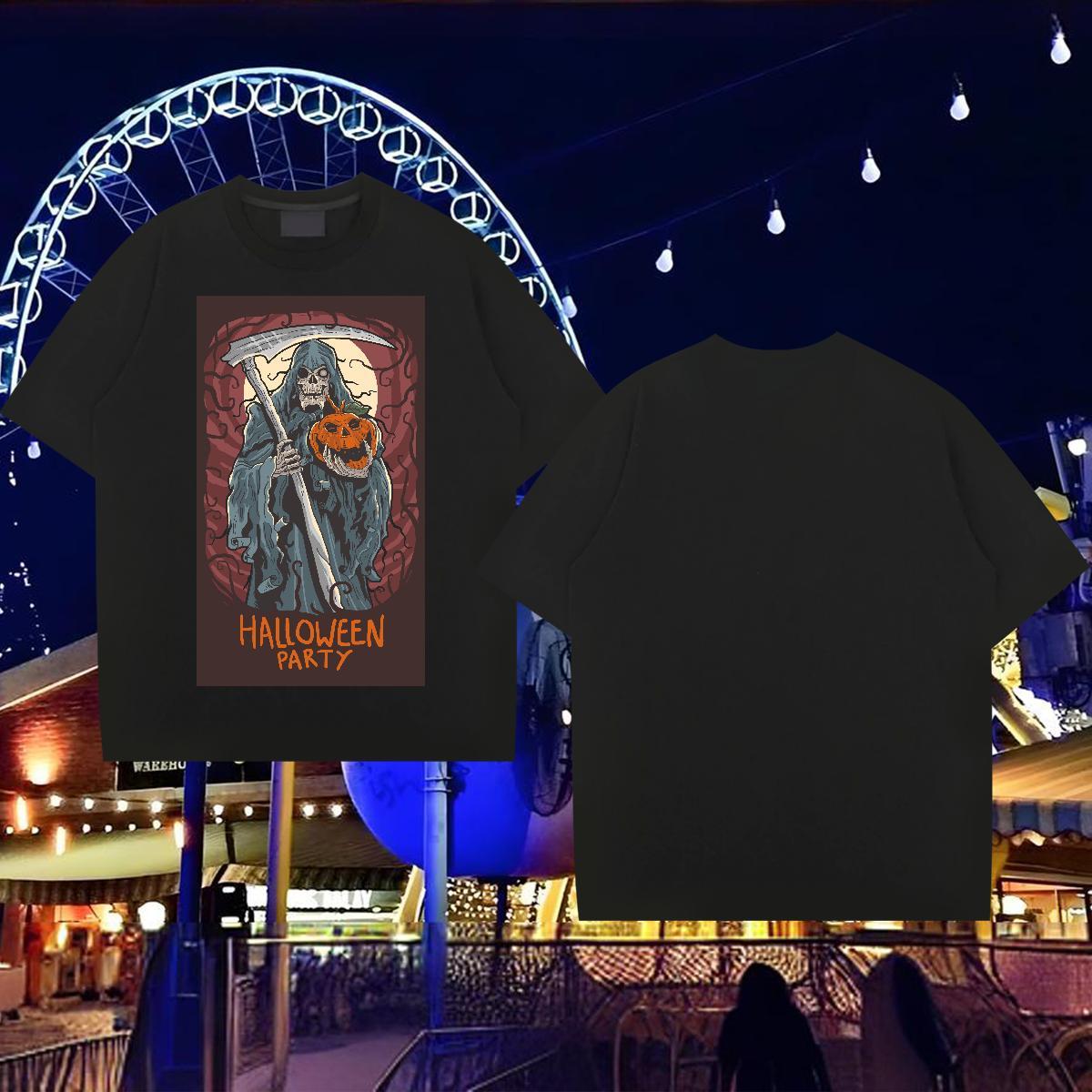Stylist Man T Shirts 230g 100% Cotton demon Street Wear Tops Shirt Breathable Crew Neck Cool Men Tops Tees Anime Print