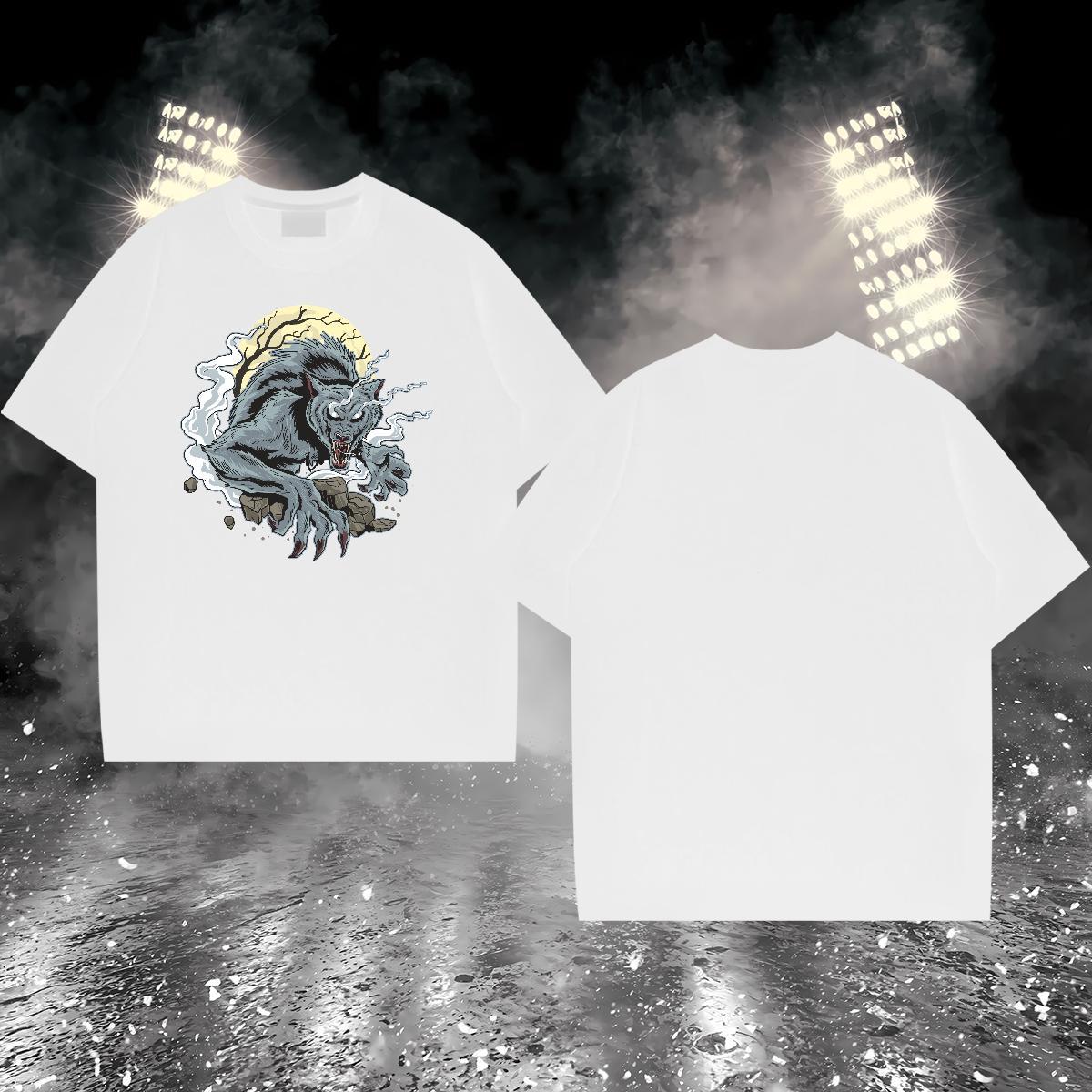 T shirt 100% Cotton 230g Halloween Summer Casual Short Sleeve Soft Cartoon Printing L-4XL Men Tshirts 2024 Loose Fit Polos