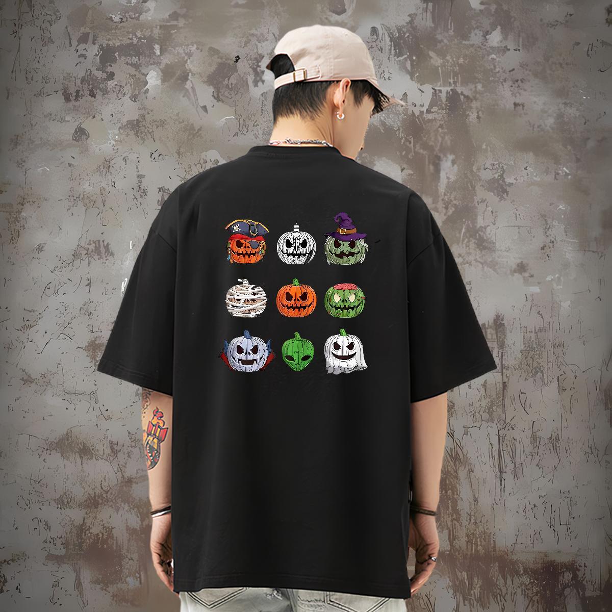 Fashion Design T-Shirts for Men 230g 100% Cotton pumpkin Home Outdoor Polos Breathable Short Sleeve Free Shipping Couples T Shirts Black Oversized