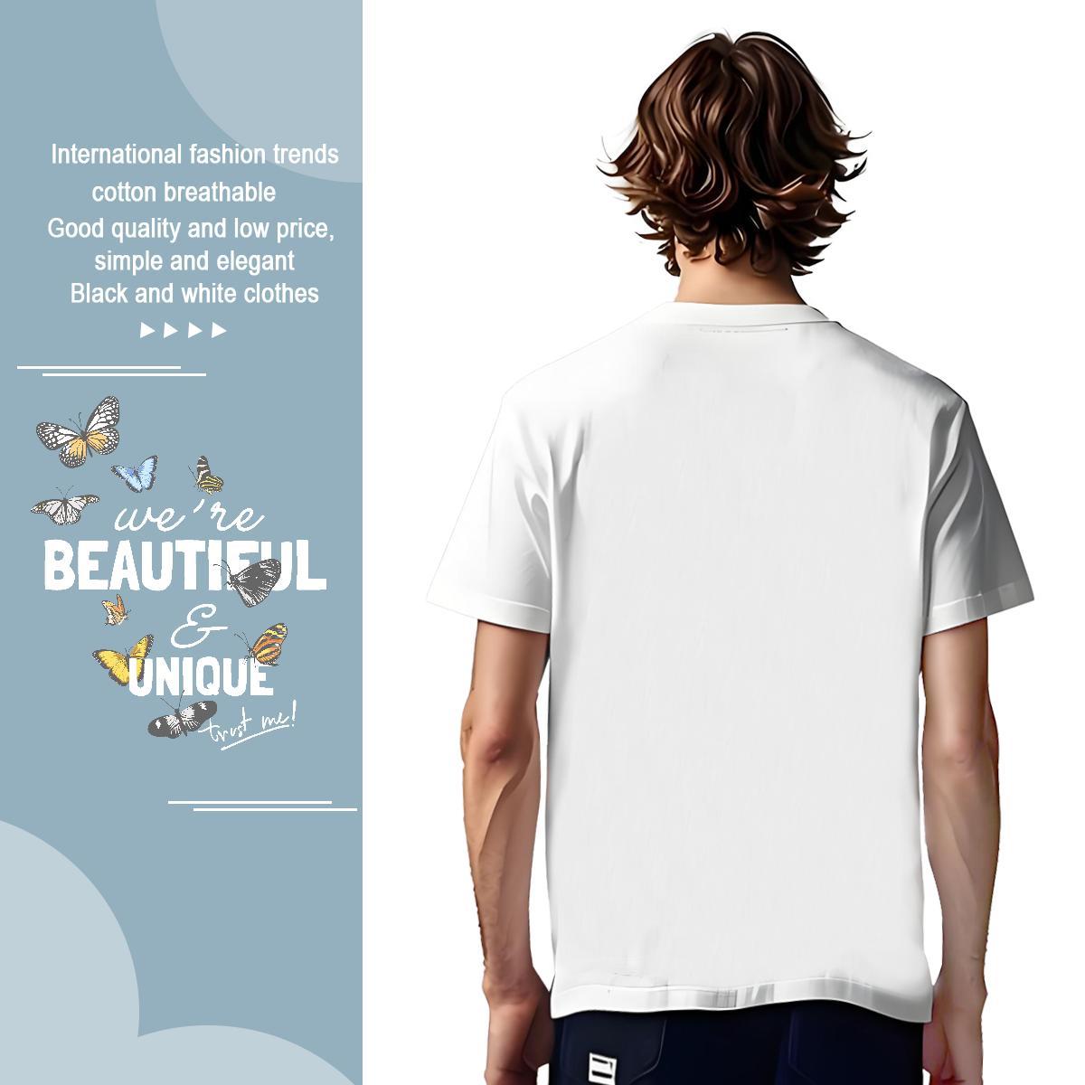 T-Shirts 230g Cotton Butterfly Sports Casual Breathable Short Sleeve Oversized Men Tops Tees Brand High Quality Tee Shirt
